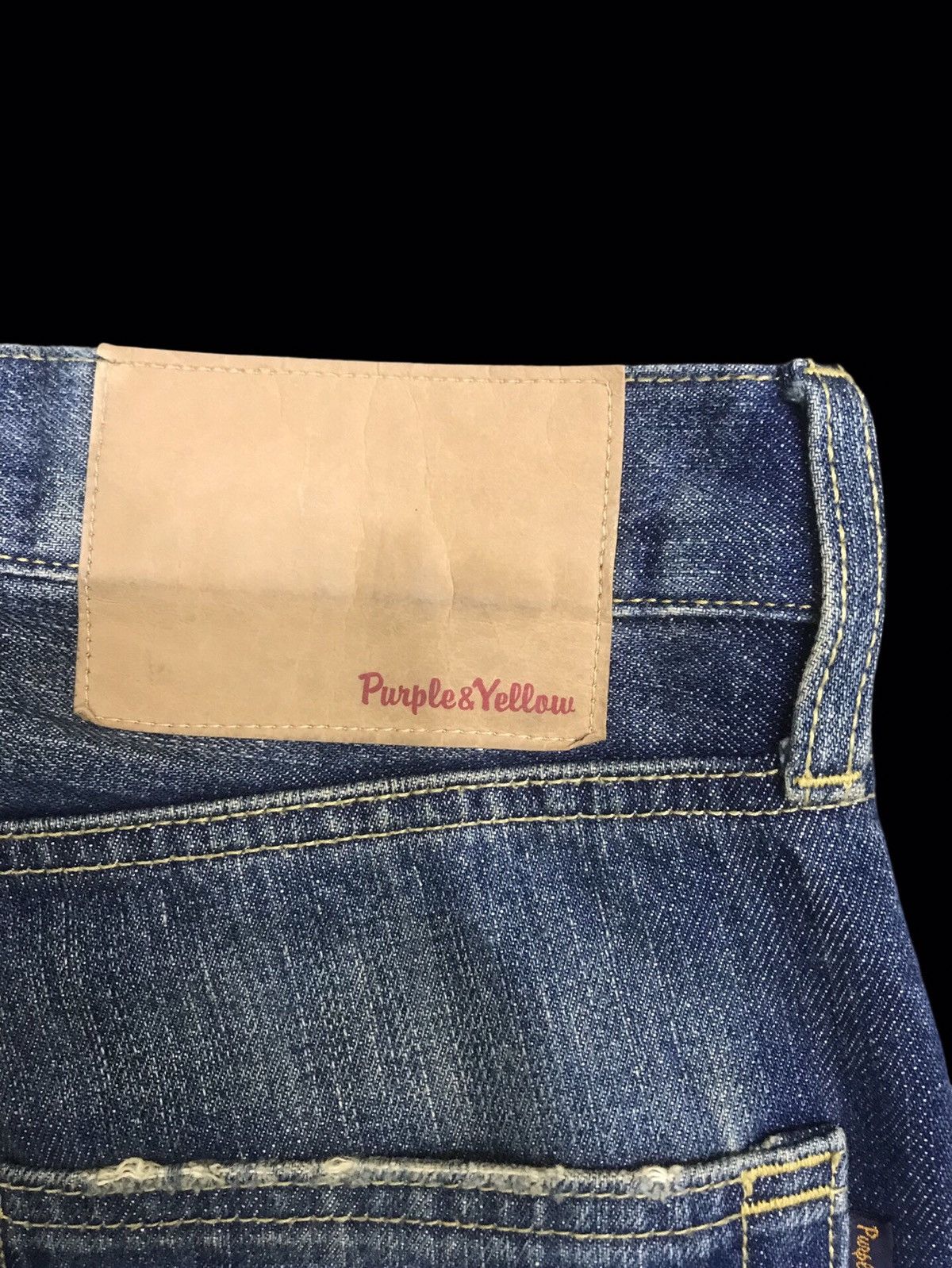 Japanese Brand 💥DENIM ART💥PURPLE&YELLOW JAPAN SICK DISTREESED DENIM F266 Size US 35 - 13 Thumbnail