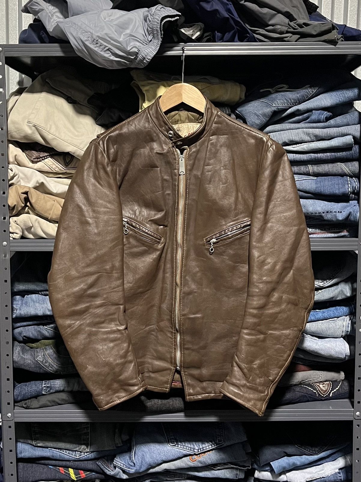 Crazy True Vintage Cycle Rider Leather Jacket Biker Rare