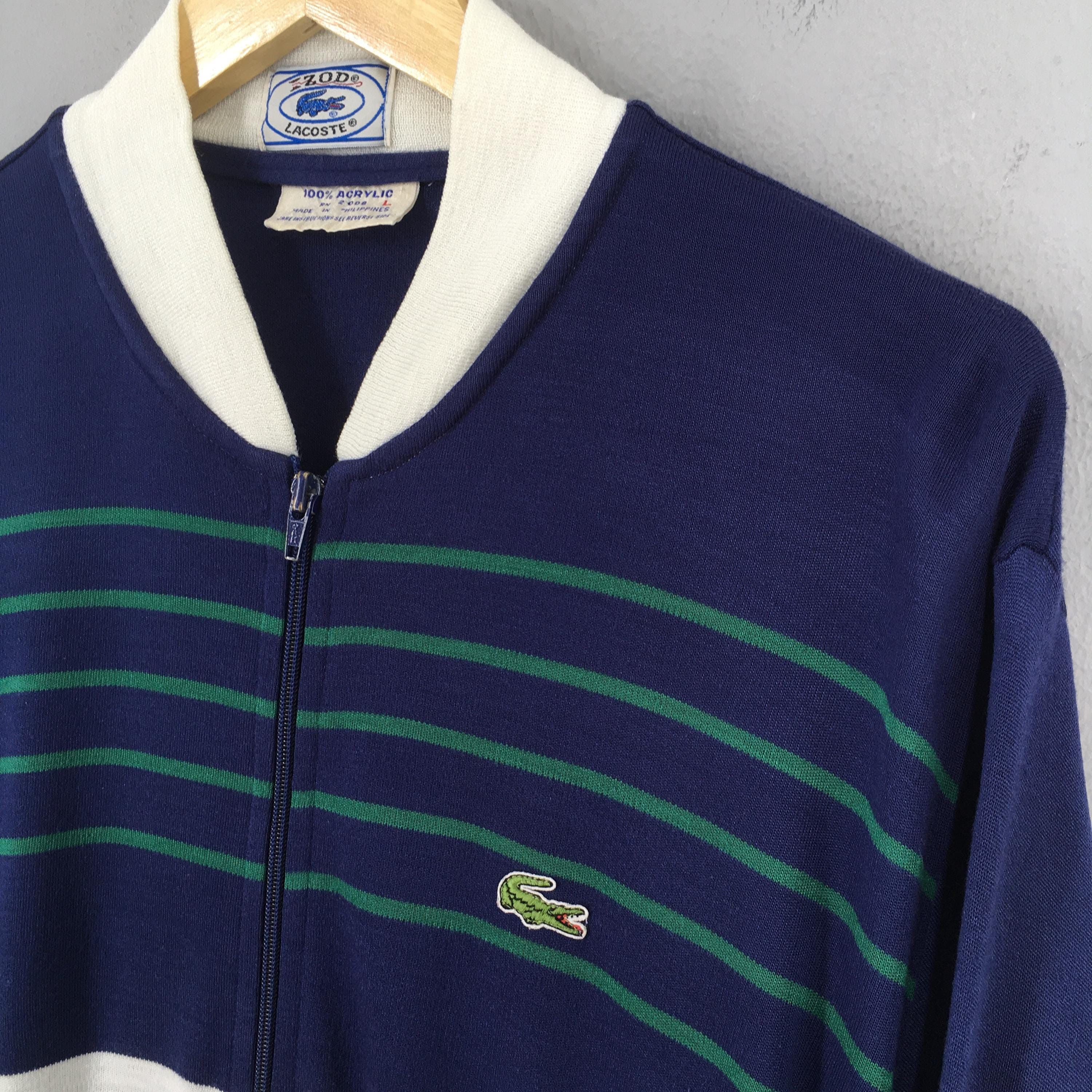 Lacoste Vintage 90s Lacoste Stripes Zipper Sweatshirts Large Size US L / EU 52-54 / 3 - 3 Thumbnail