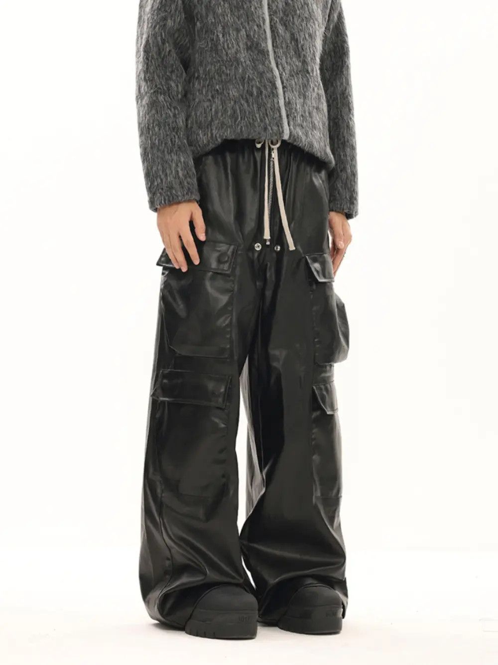 Jean Baggy Leather Jeans Size US 33 - 3 Thumbnail