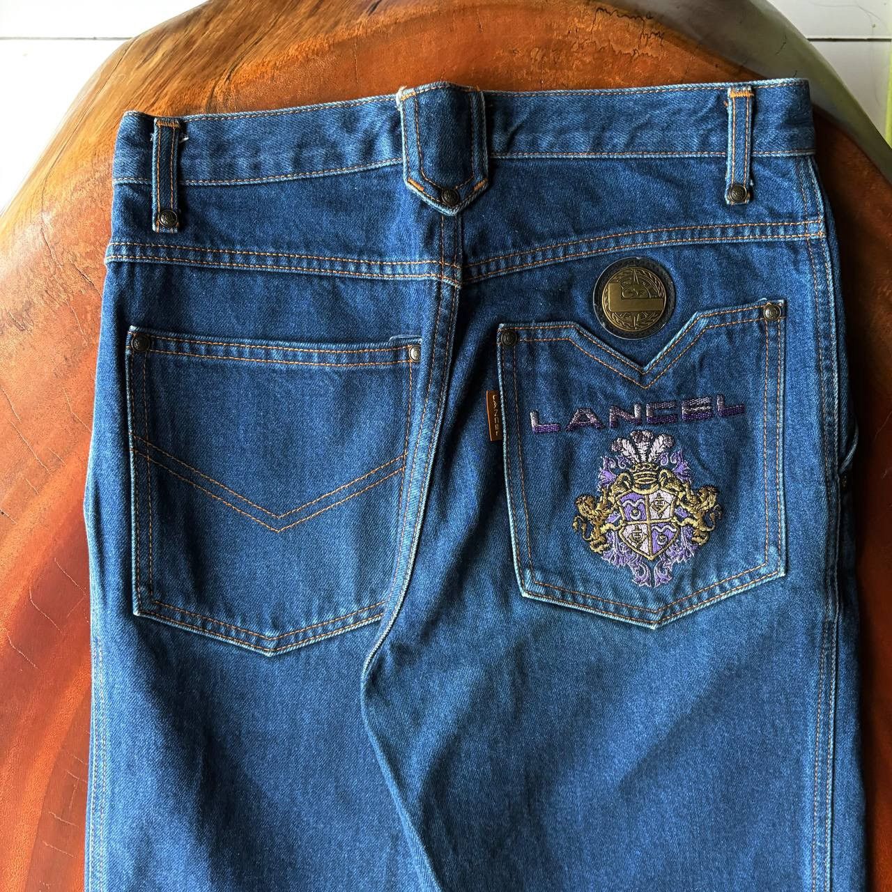 Lancel Vintage 90’s Lancel Paris Jeans with Purple Gold Embroidery Size US 28 / EU 44 - 3 Thumbnail