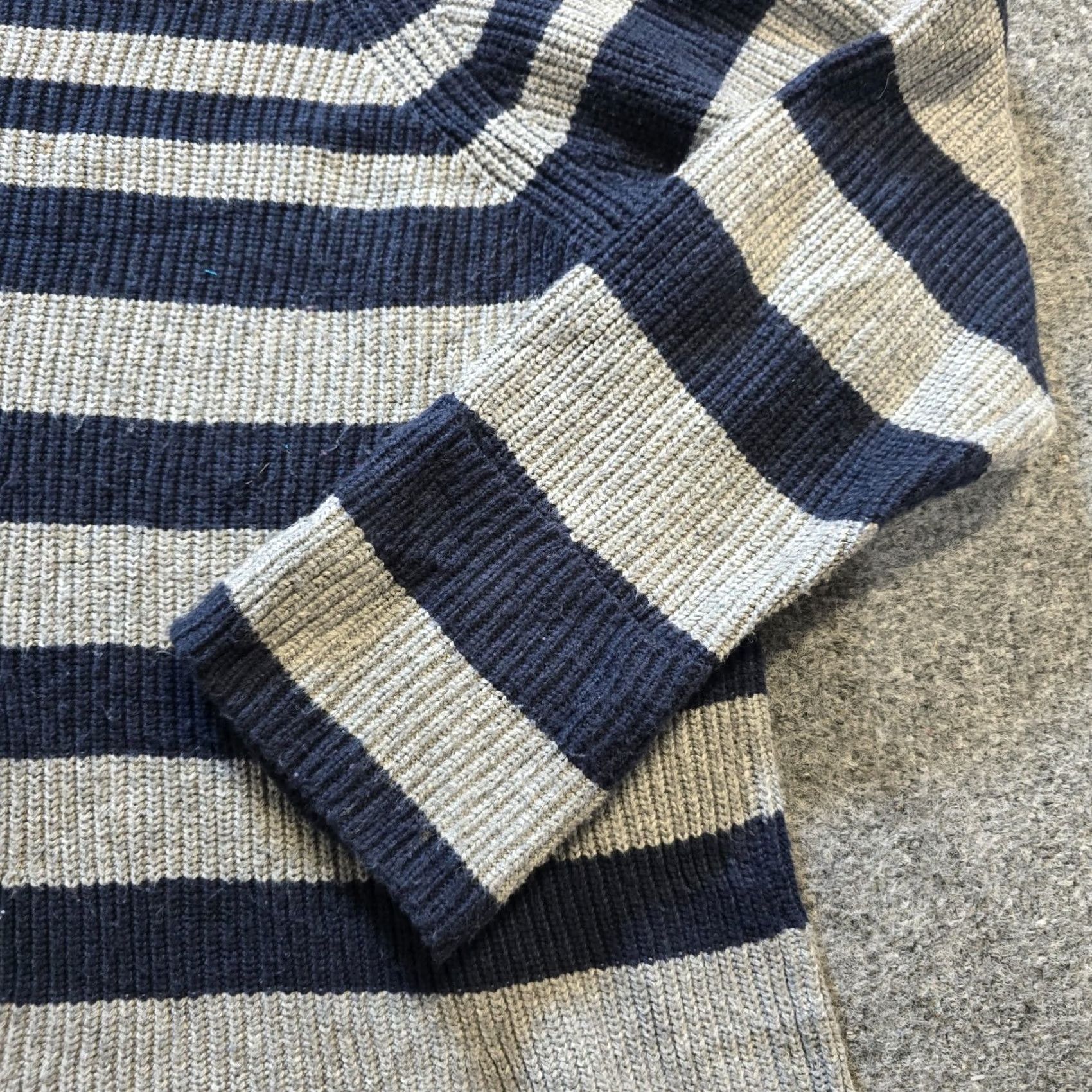 Vintage FOIL Sweater Womens Size L Blue Striped Merino Wool Blend Chunky Knit Casual Pullover Knit Square Neck Long Sleeve Regular Modern Classic Womens Size L / US 10 / IT 46 - 4 Thumbnail