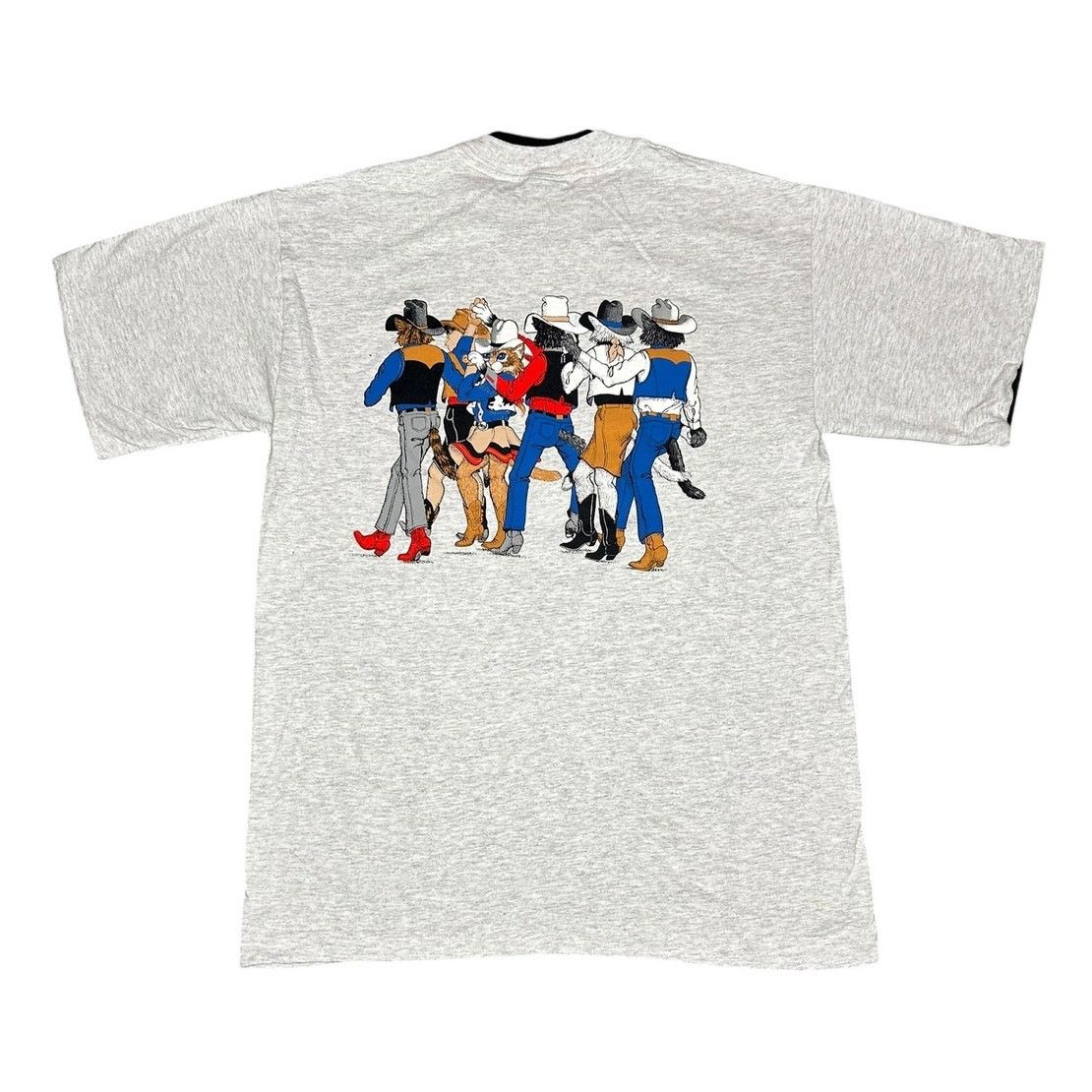Vintage Vintage 90s Cowboy Cats Rodeo Dancing Double Sided T-Shirt Size US M / EU 48-50 / 2 - 2 Thumbnail
