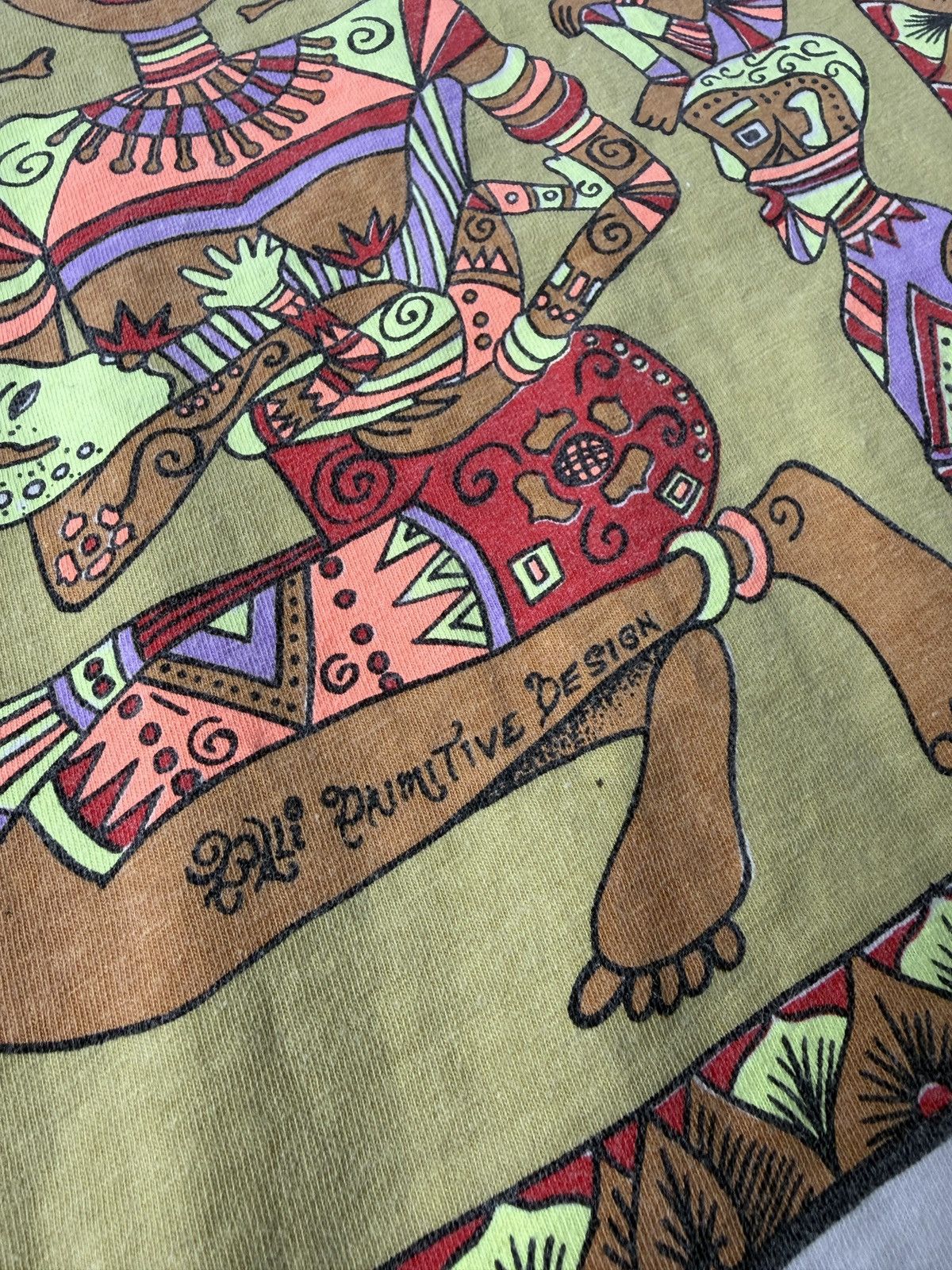 Vintage Bali Primitive Design Ethno Single Stitch Vintage T-shirt Size US XL / EU 56 / 4 - 7 Thumbnail