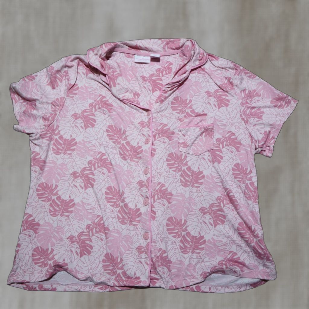Tommy Bahama Tommy Bahama Shirt Women's Pajama Top XL Pink Floral Button Sleepwear Multicolor Polyester 90s? Size XL / US 12-14 / IT 48-50 - 1 Thumbnail