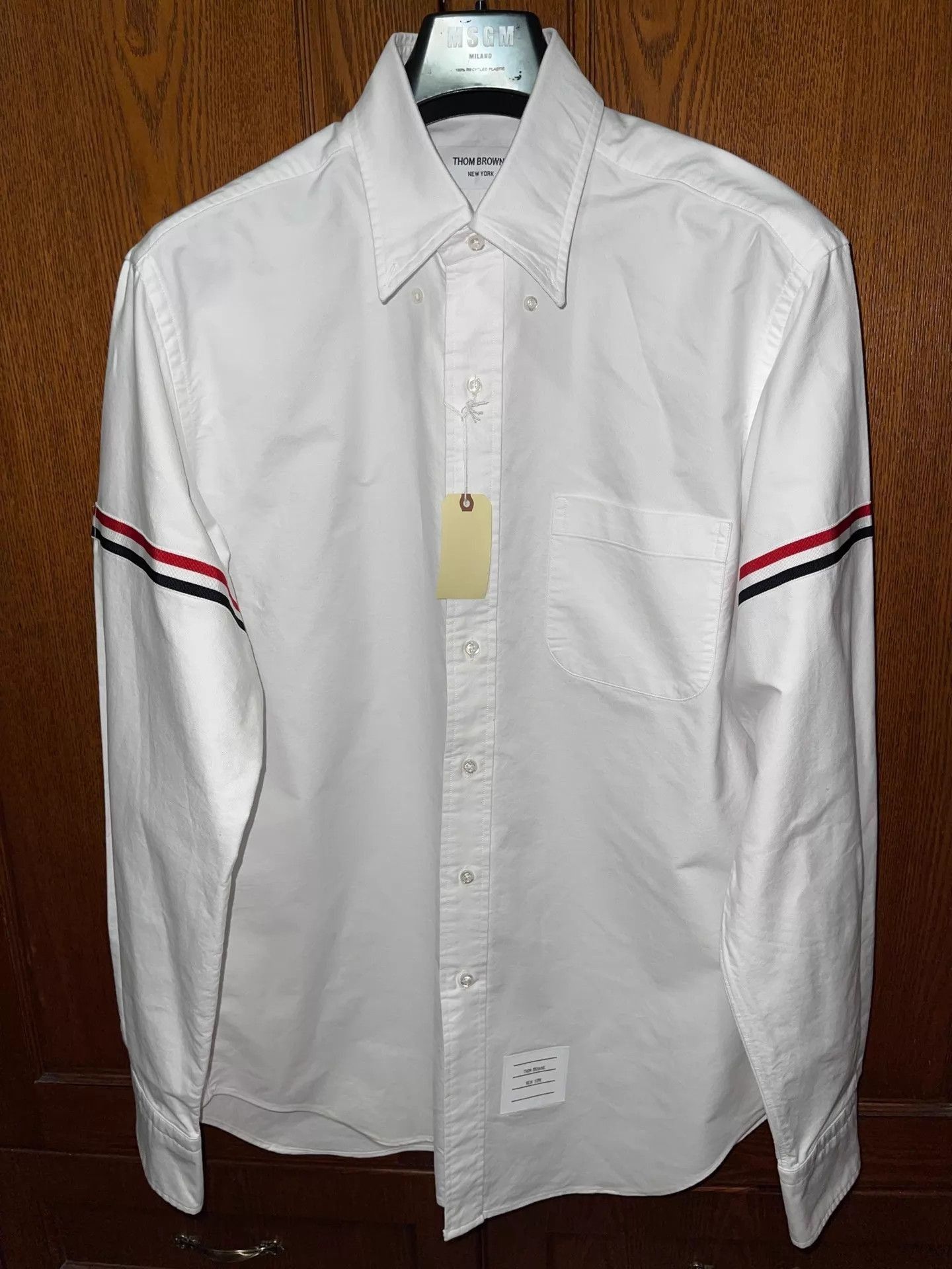 Thom Browne White Long Sleeve Button-Up Shirt with Striped Sleeves Size US XL / EU 56 / 4 - 3 Thumbnail