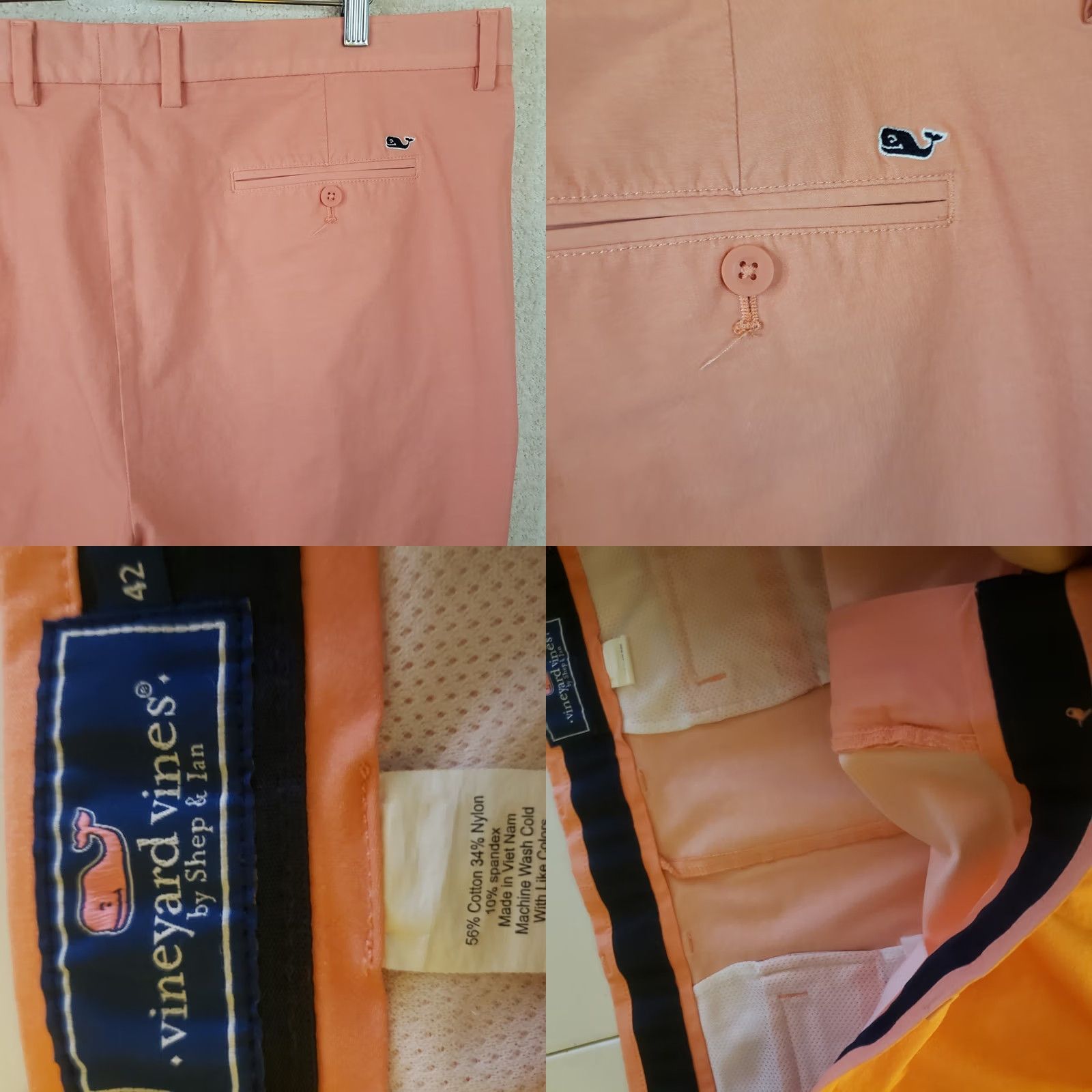 Vineyard Vines Vineyard Vines OTG Shorts Mens 40x9” Coral Orange Cotton Nylon Spandex Slash Pocket Chino Regular Size US 40 / EU 56 - 8 Thumbnail