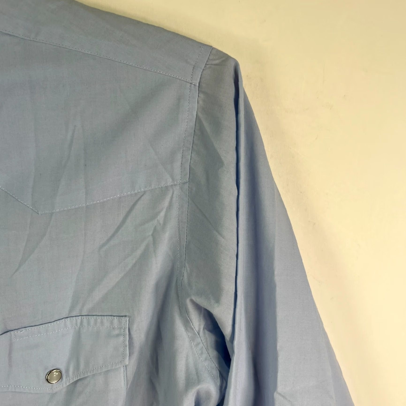 Vintage Rustler Button-Up Shirt Mens Size 16.5 XL Blue Long Sleeve Pearl Snap Western Retro Shirts Size US L / EU 52-54 / 3 - 2 Thumbnail