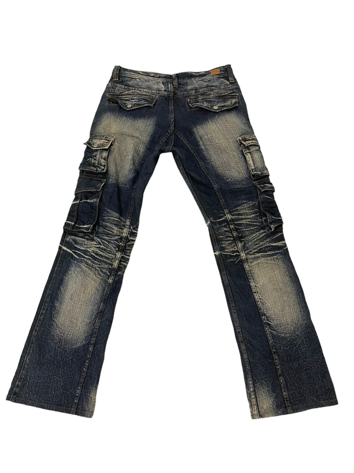 Japanese Brand Slight Flare Cargo Jeans Nicole Club Acid Wash Boot Cut 8🟦4 Size US 33 - 12 Thumbnail