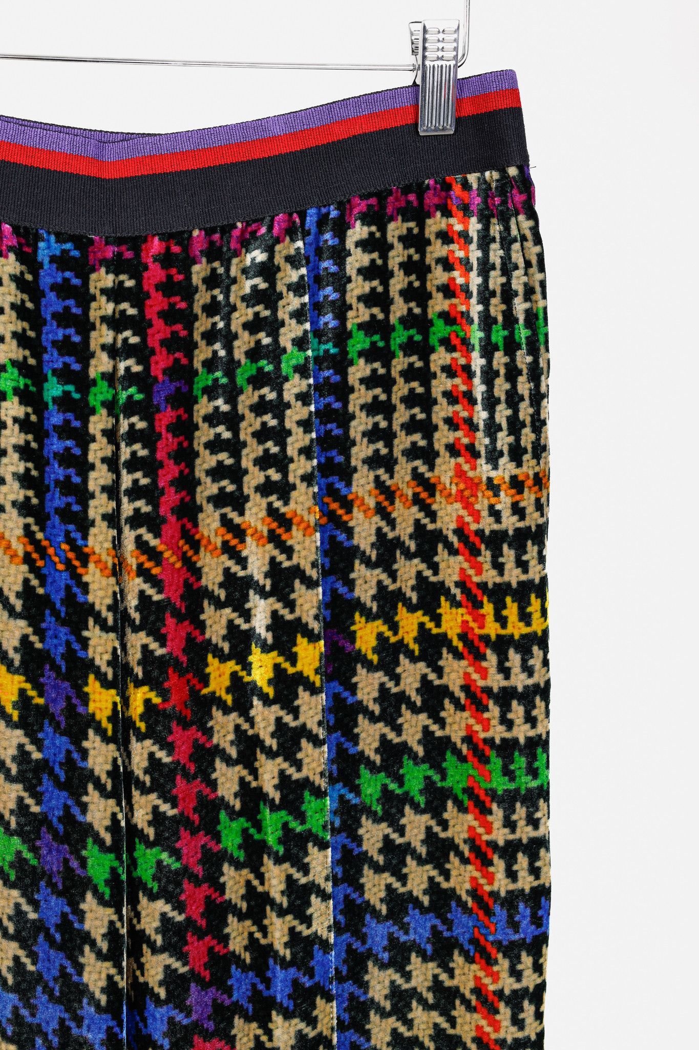 Etro Etro Beige & Black Multicoloured Houndstooth Velvet Pants Size 28" / US 6 / IT 42 - 4 Thumbnail