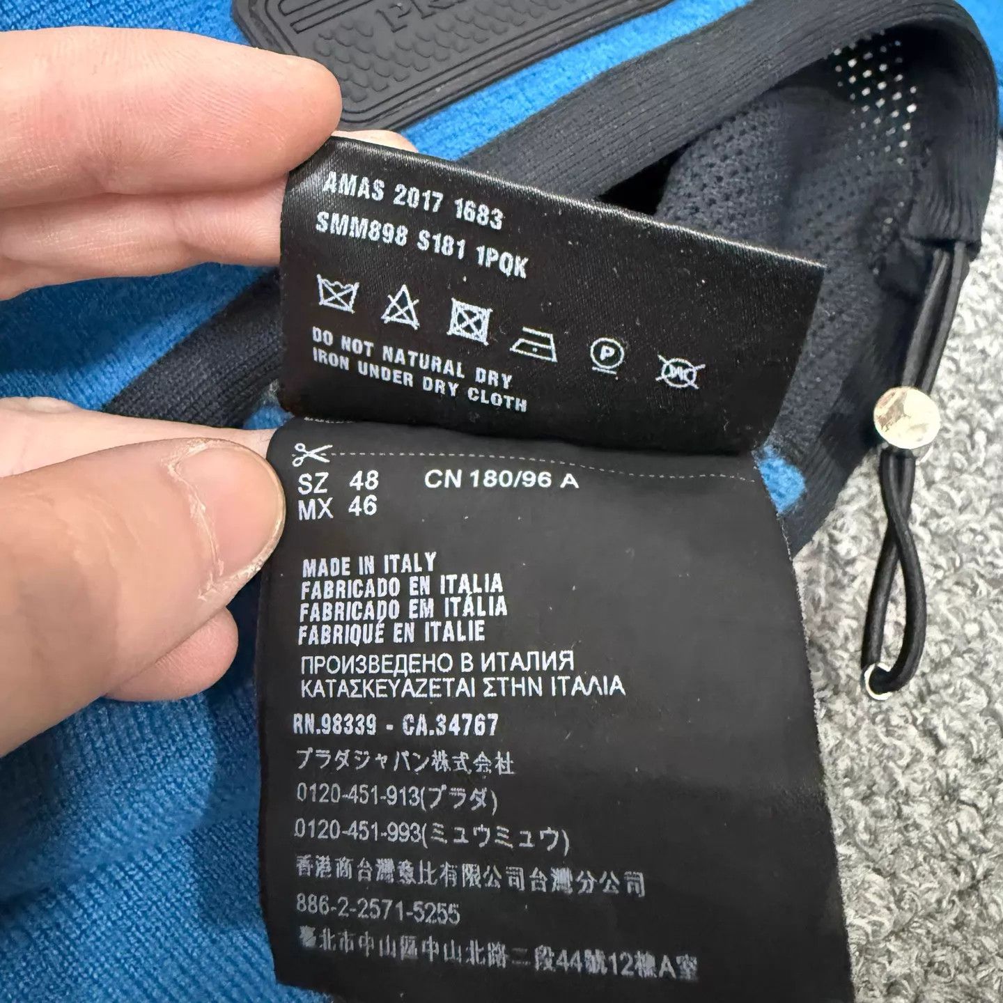 Prada Prada Black/Blue Color Logo Drawstring Hem 48 99N Size US M / EU 48-50 / 2 - 6 Thumbnail