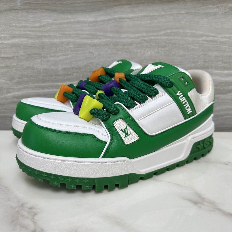 Louis Vuitton Louis Vuitton Trainer Maxi Low-Top Sneakers White Green 0079 Size US 11 / EU 44 - 1 Thumbnail
