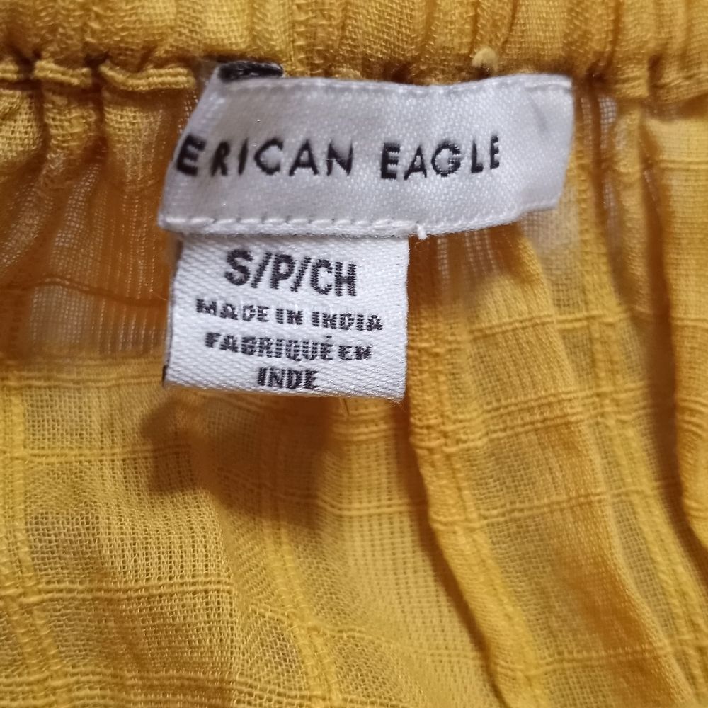 American Eagle Outfitters American Eagle Puff Sleeve Babydoll Mini Dress Small Mustard Size S / US 4 / IT 40 - 5 Thumbnail