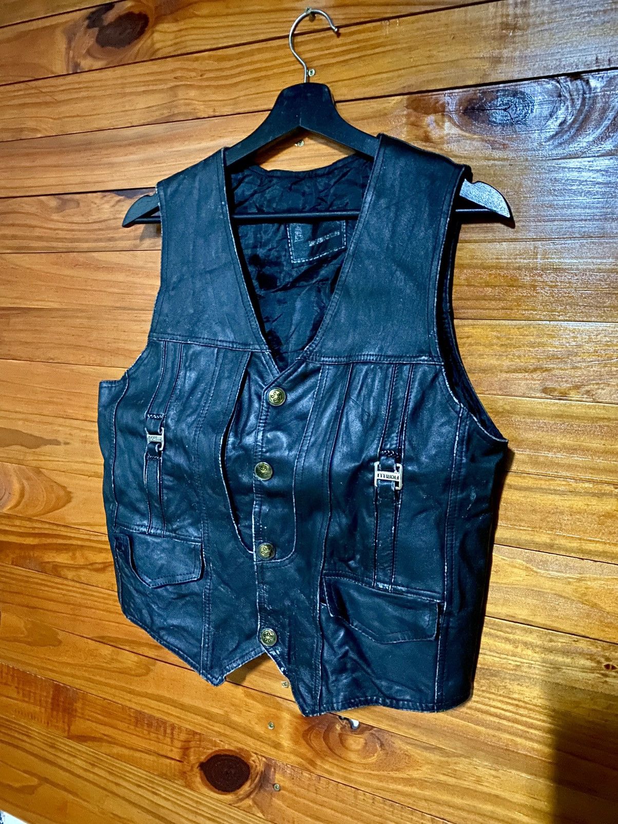 Giorgio Fiorelli Vintage Fiorelli Black Leather Western Biker Waistcoat Size US S / EU 44-46 / 1 - 4 Thumbnail
