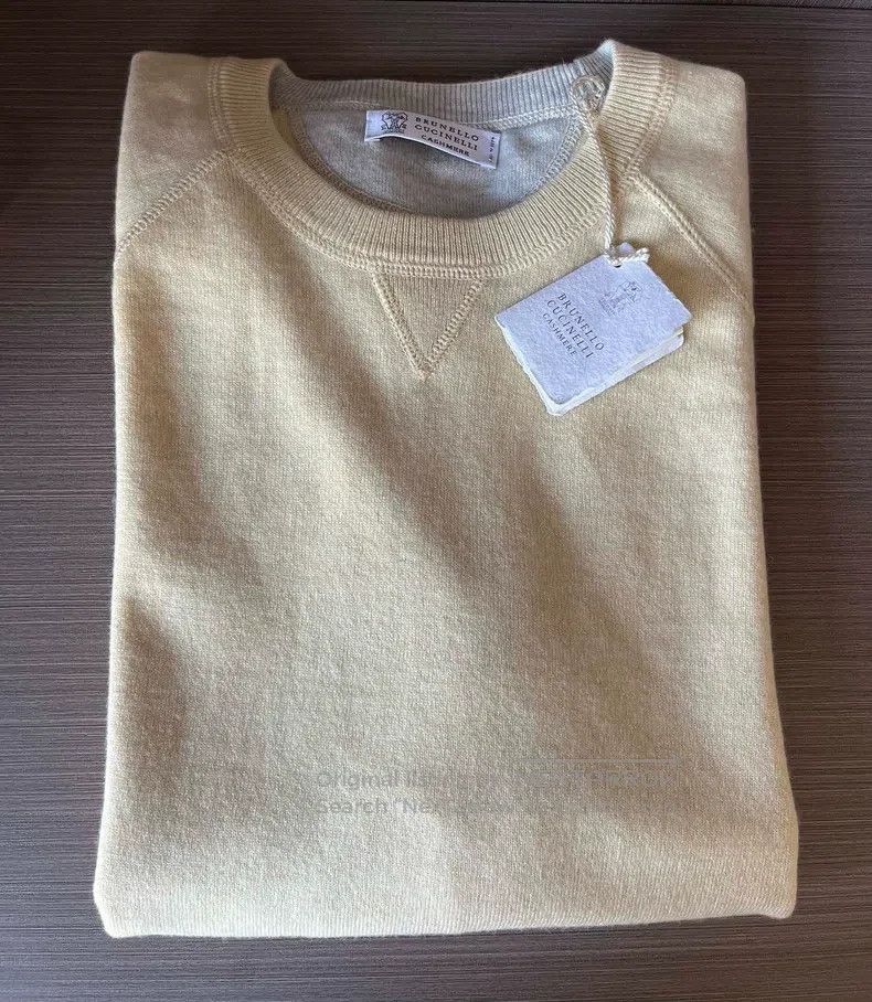 Brunello Cucinelli Brunello Cucinelli Men's light yellow cashmere sweatshirt Size US L / EU 52-54 / 3 - 7 Thumbnail