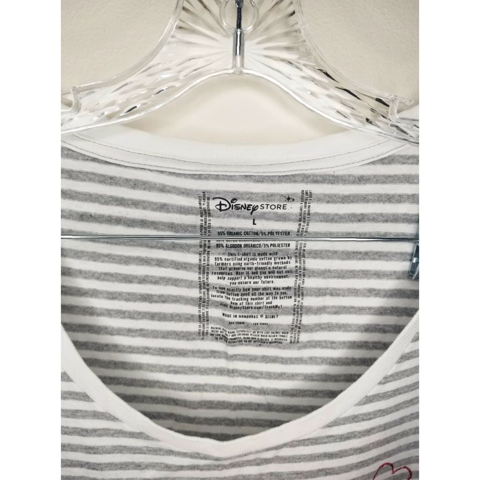 Disney DISNEY T-Shirt Mickey Minnie Striped Gray White Women Size Large Size L / US 10 / IT 46 - 2 Thumbnail