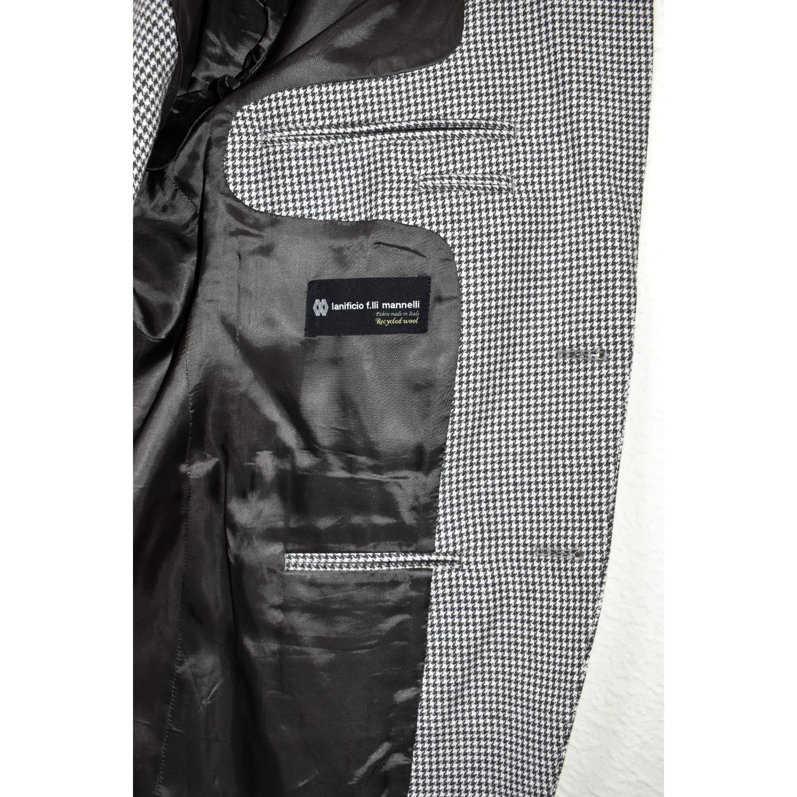 Reiss REISS Houndstooth Cotton Wool Blend 2-Button Blazer Chest 42 Size 42S - 4 Thumbnail