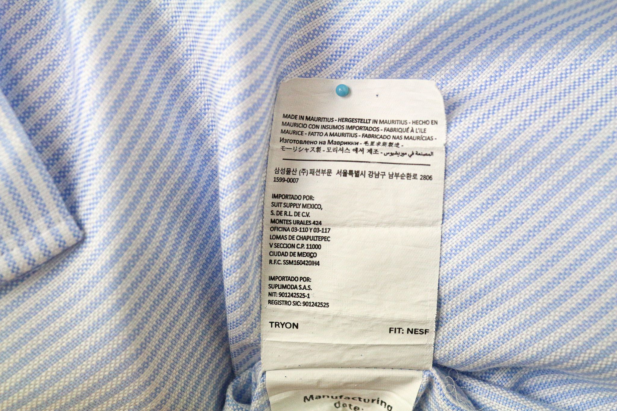Suitsupply 42/16 1/2 Blue Cotton Extra Slim Striped Shirt 77427 Size 42R - 8 Thumbnail