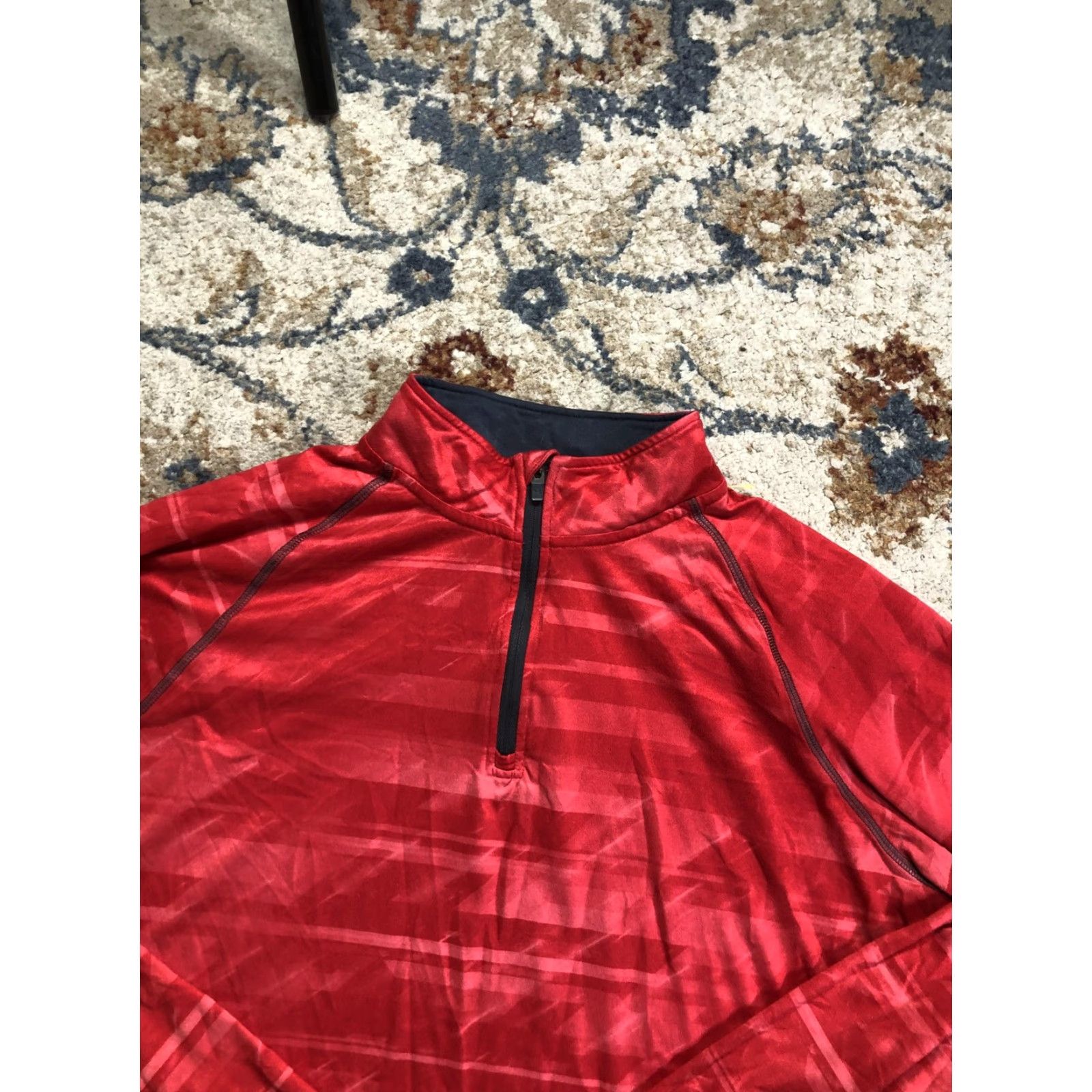 Under Armour Under Armour HeatGear Shirt Mens Large Red Quarter Zip Long Sleeve Raglan Mock Neck Size US L / EU 52-54 / 3 - 6 Thumbnail