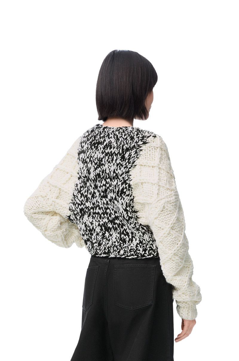 Loewe o1in1g0426 Cropped Cable Sweater in White/Black Size XL / US 12-14 / IT 48-50 - 4 Thumbnail