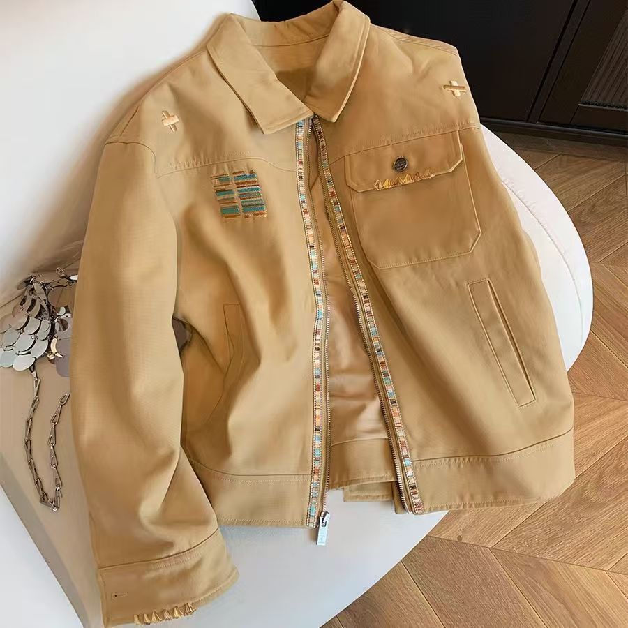 Vintage Khaki Ethnic Embroidered Workwear Jacket Size US M / EU 48-50 / 2 - 1 Thumbnail