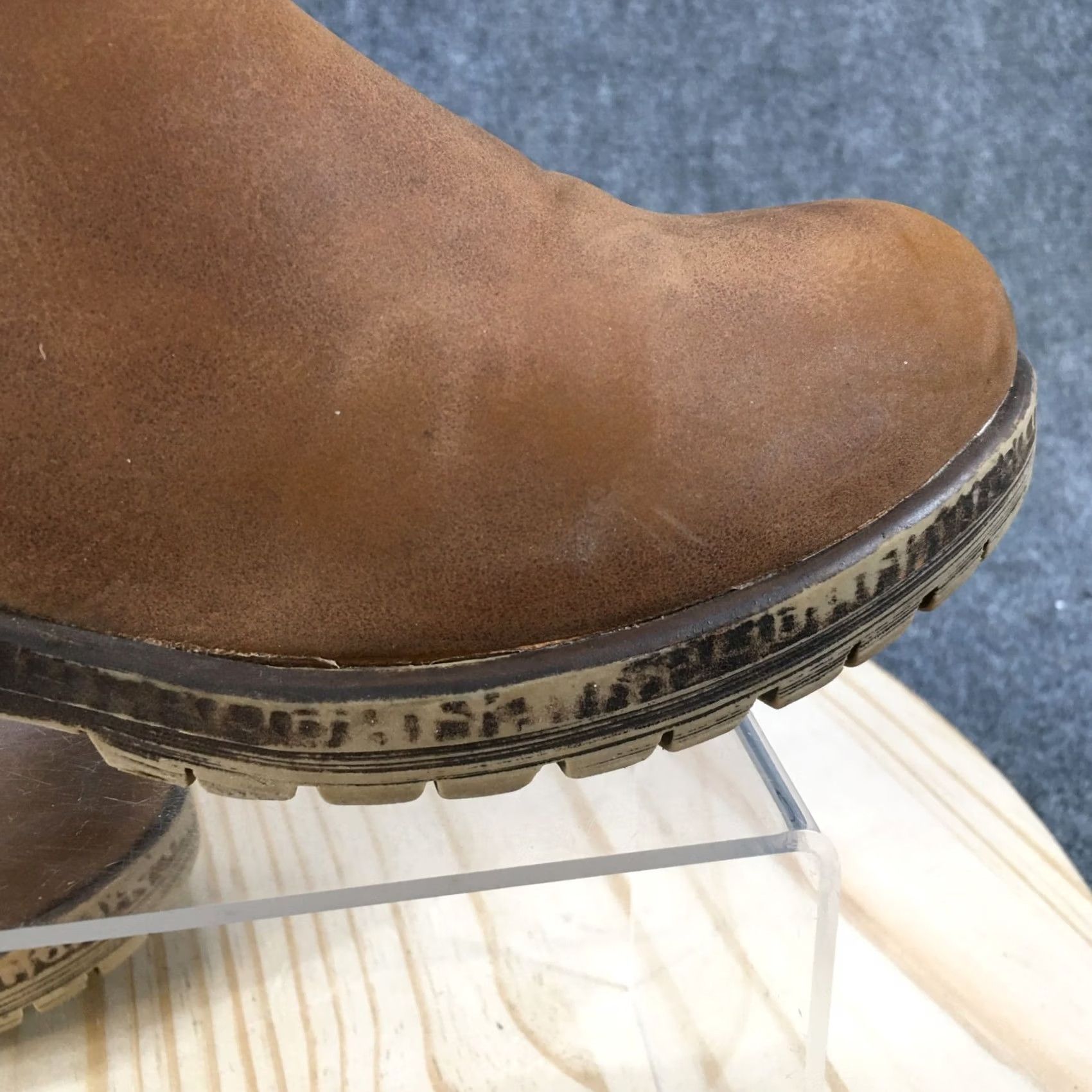 Vintage Maurices Boots Womens 8 M Chelsea Brown Leather Pull On Round Toe Block Heels Shoes Size US 8 / IT 38 - 5 Thumbnail