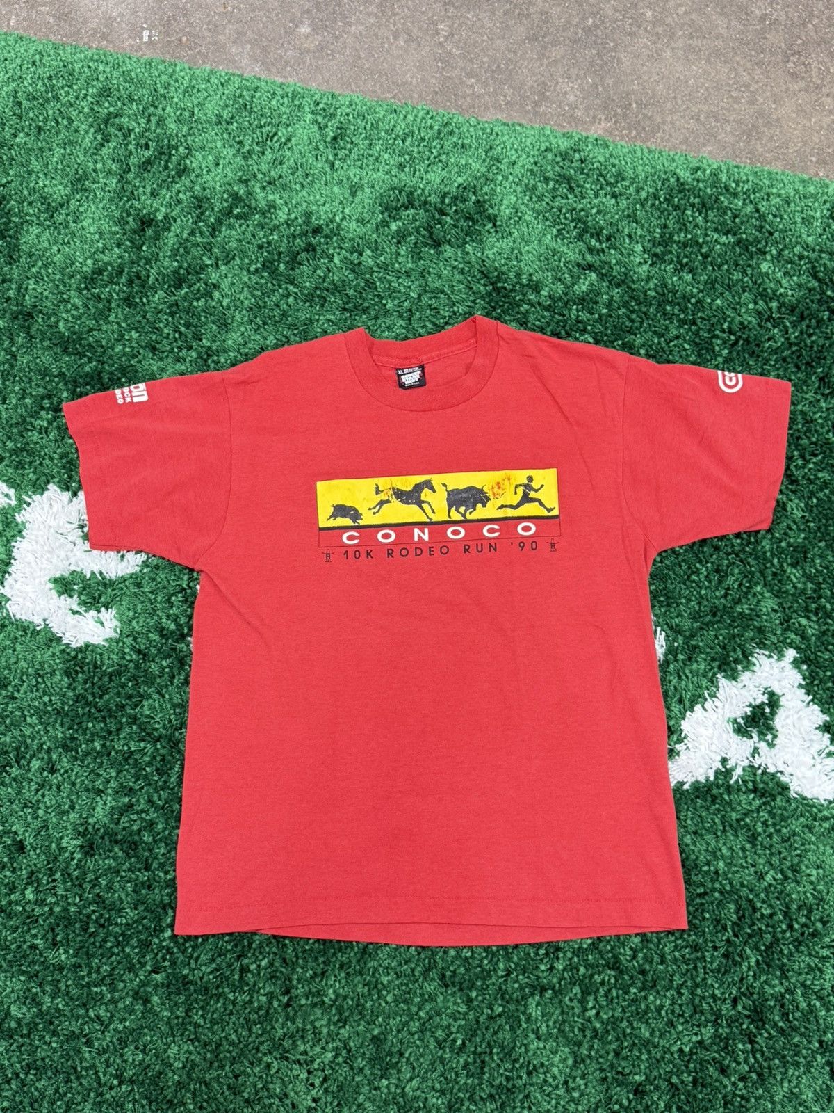 Vintage Houston Rodeo Livestock Show Texas Tee Red XL Conco Race Run Size US XL / EU 56 / 4 - 2 Thumbnail