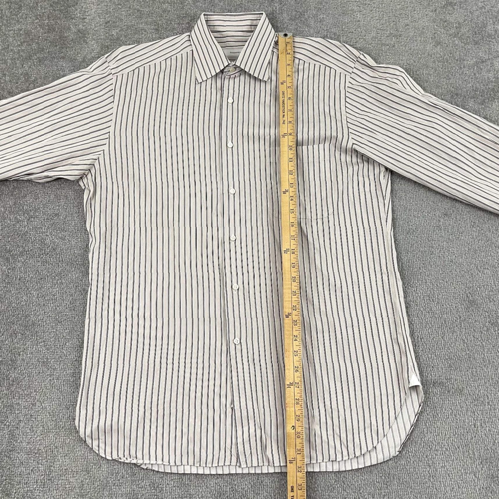 Ermenegildo Zegna Ermenegildo Zegna Dress Shirt Mens Large 16 Muted Pink Striped Long Sleeve Button Up Size 42R - 5 Thumbnail
