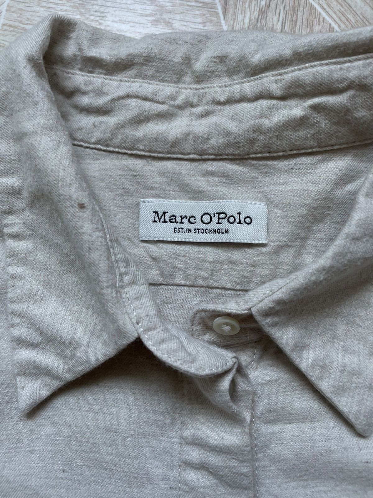 Designer × Marc O'Polo Luxury Mark O Polo Beige Linen Button Up Shirt Size XS / US 0-2 / IT 36-38 - 6 Thumbnail
