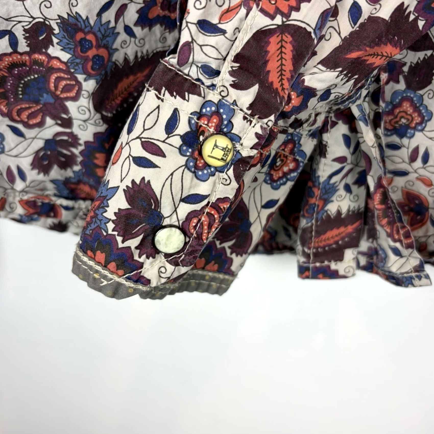 Scotch & Soda Scotch & Soda Shirt Mens M Floral Western Button-Up Beige Cotton Long Sleeve Casual Size US M / EU 48-50 / 2 - 6 Thumbnail