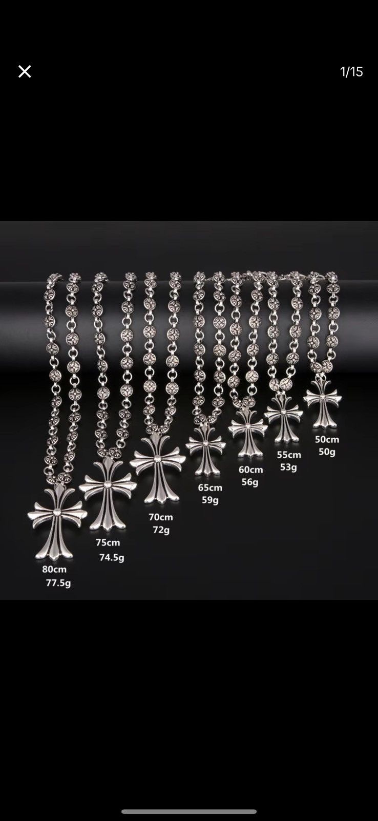 Vintage Gothic Cross Pendant Chain Size ONE SIZE - 1 Thumbnail