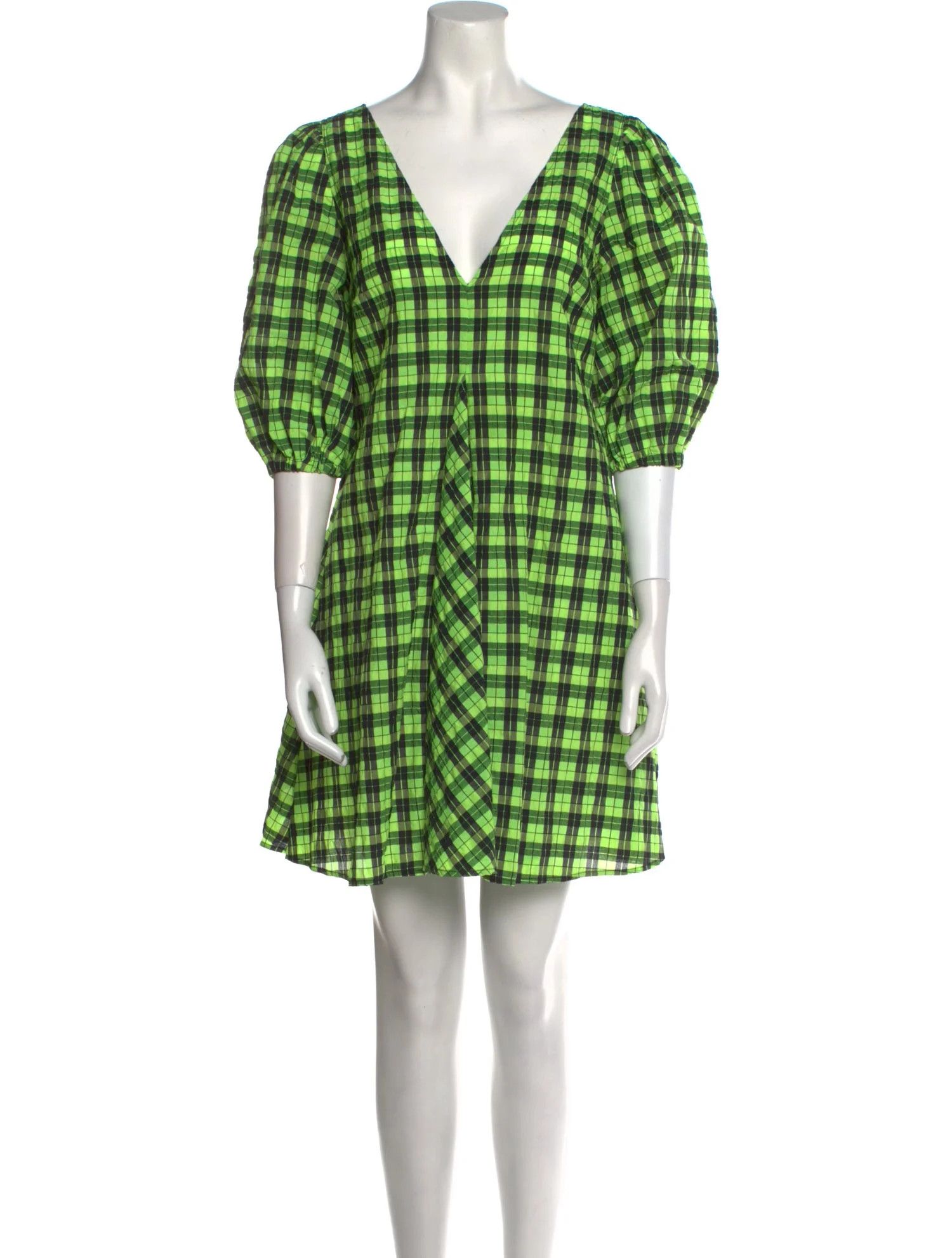 Ganni Ganni Plaid Print Cute Mini Dress Size XXS / US 00 / IT 34 - 1 Thumbnail