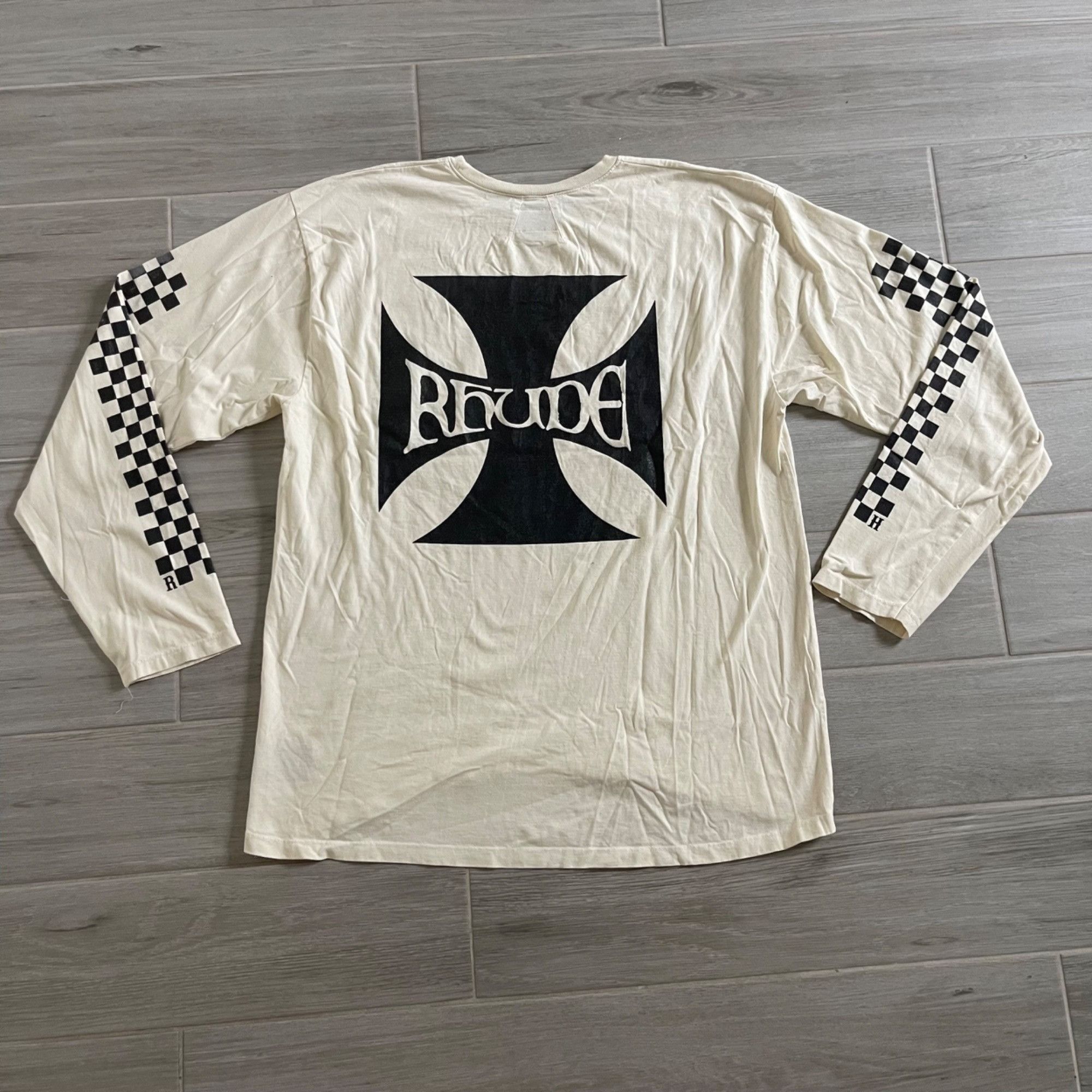 Rhude NEW RHUDE CHECKERED L/S CREAM TEE SZ LARGE Size US L / EU 52-54 / 3 - 1 Thumbnail