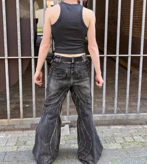 VIBE Retro washed distressed heavyweight corrugated bootcut jeans Size US 32 / EU 48 - 6 Thumbnail