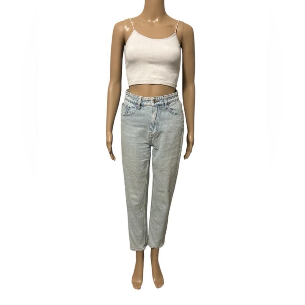 Designer High rise MOM jeans light washed straight cut denim Size 25" / US 0 / IT 36 - 1 Thumbnail