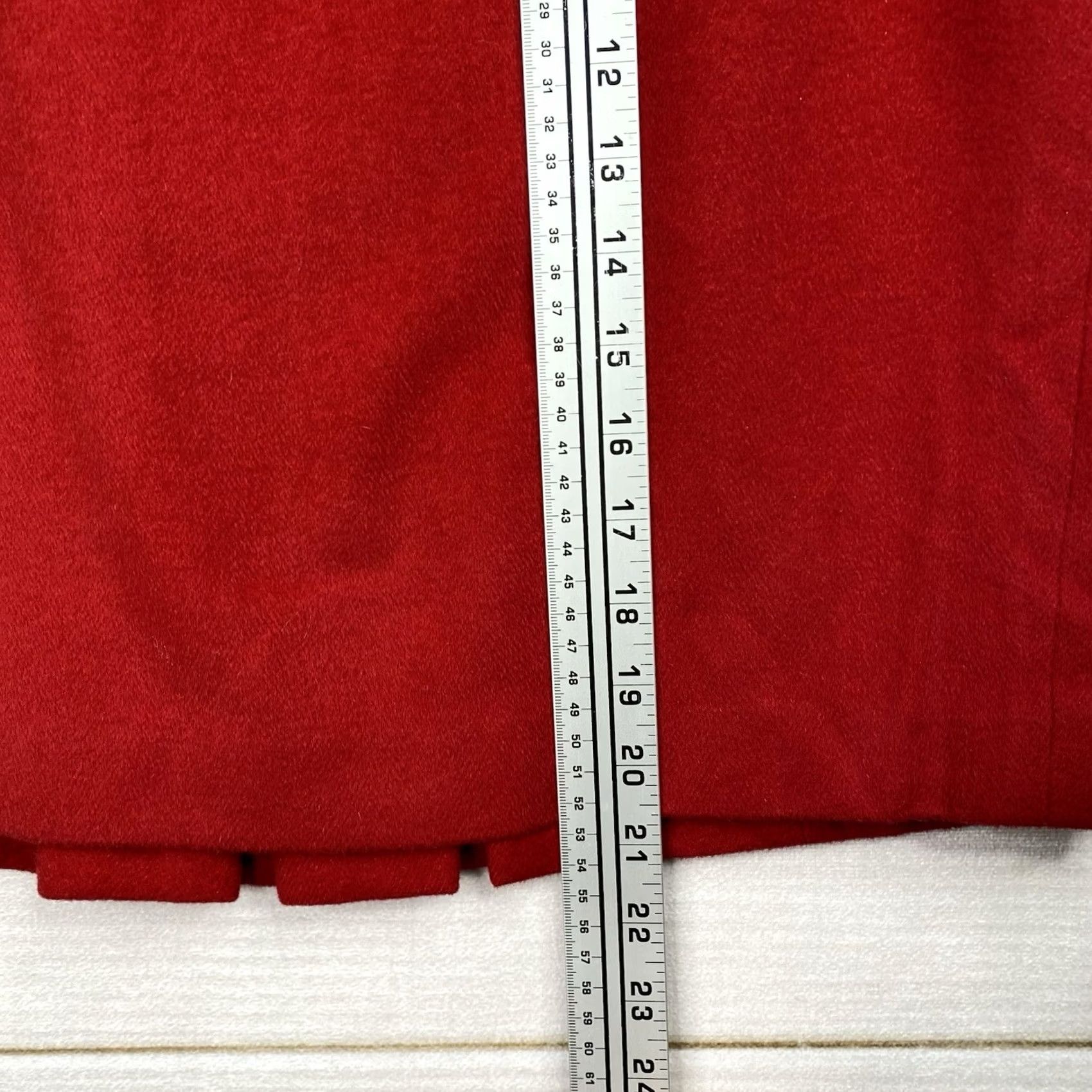 Ann Taylor VINTAGE Ann Taylor Pencil Skirt Sz 12P Red Wool Rabbit Hair Lined Pleated Back Side Zip Women Skirt 12P Red Wool Pencil Slit Lined Zip Size 34" / US 12 / IT 48 - 4 Thumbnail