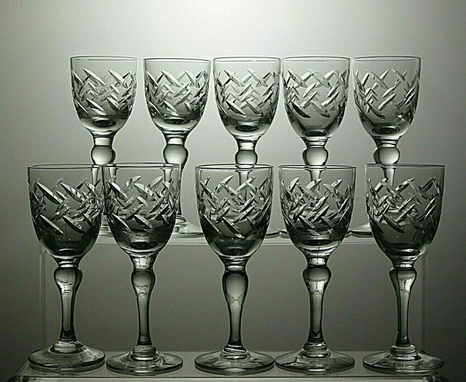 The Unbranded Brand Lead Crystal Cut Glass Set Of 10 Liqueur Glasses 4 1/8" Size ONE SIZE - 2 Thumbnail