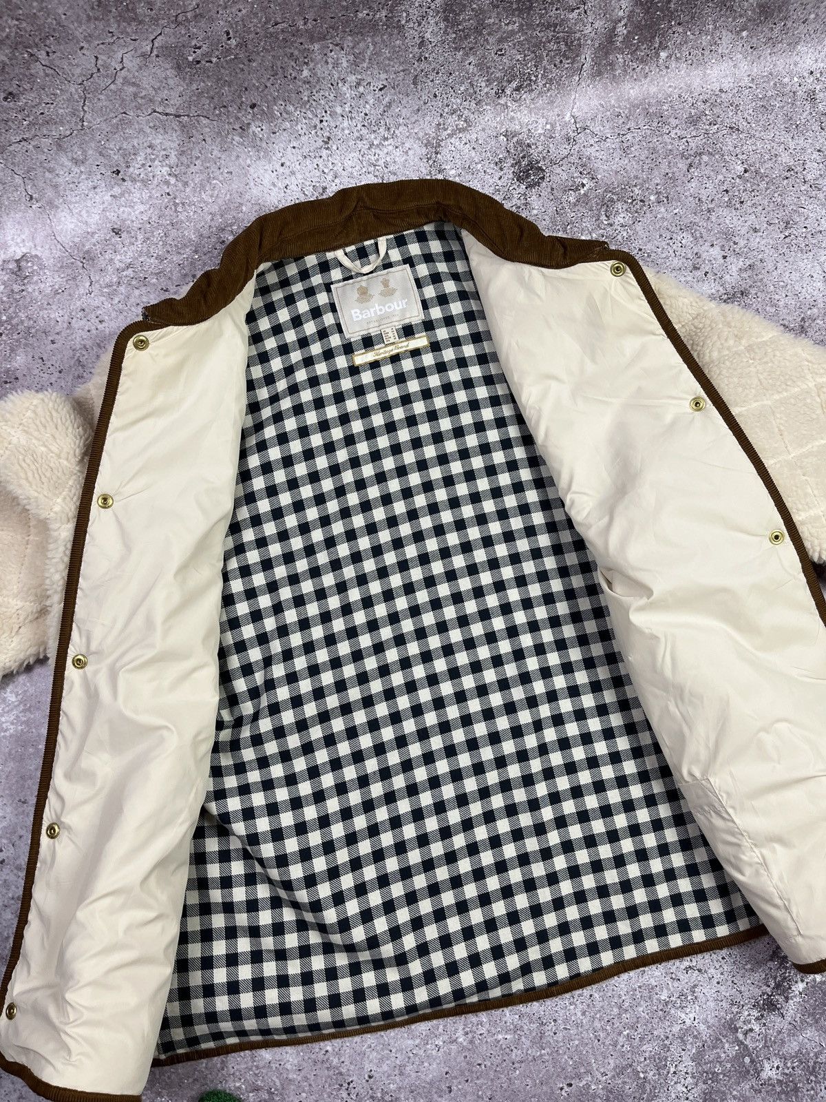 Barbour Barbour Cambo Fleece Jacket Cream Sherpa CorduroyCollarCheck Size XL / US 12-14 / IT 48-50 - 5 Thumbnail