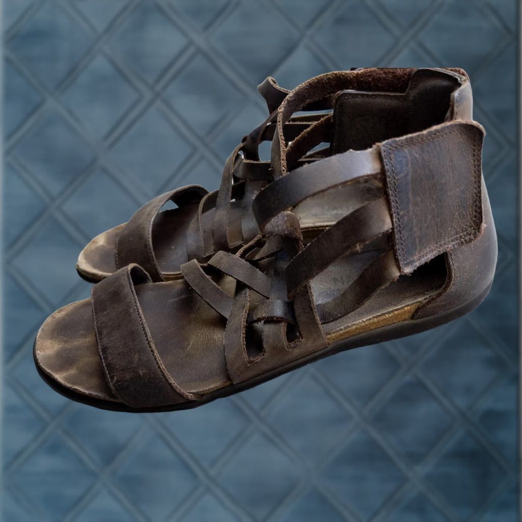 Vintage Naot Womens Sandal Size 9 Brown Leather Gladiator Wedge Strappy Ankle Adjustable Hook & Loop Shoes Size US 9 / IT 39 - 1 Thumbnail