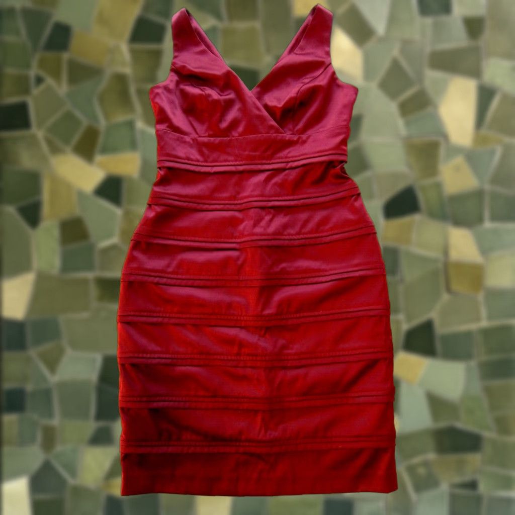 Vintage NWT American Living Maroon Red Pleated V-Neck Sheath Tank Cocktail Dress 6 Size M / US 6-8 / IT 42-44 - 1 Thumbnail