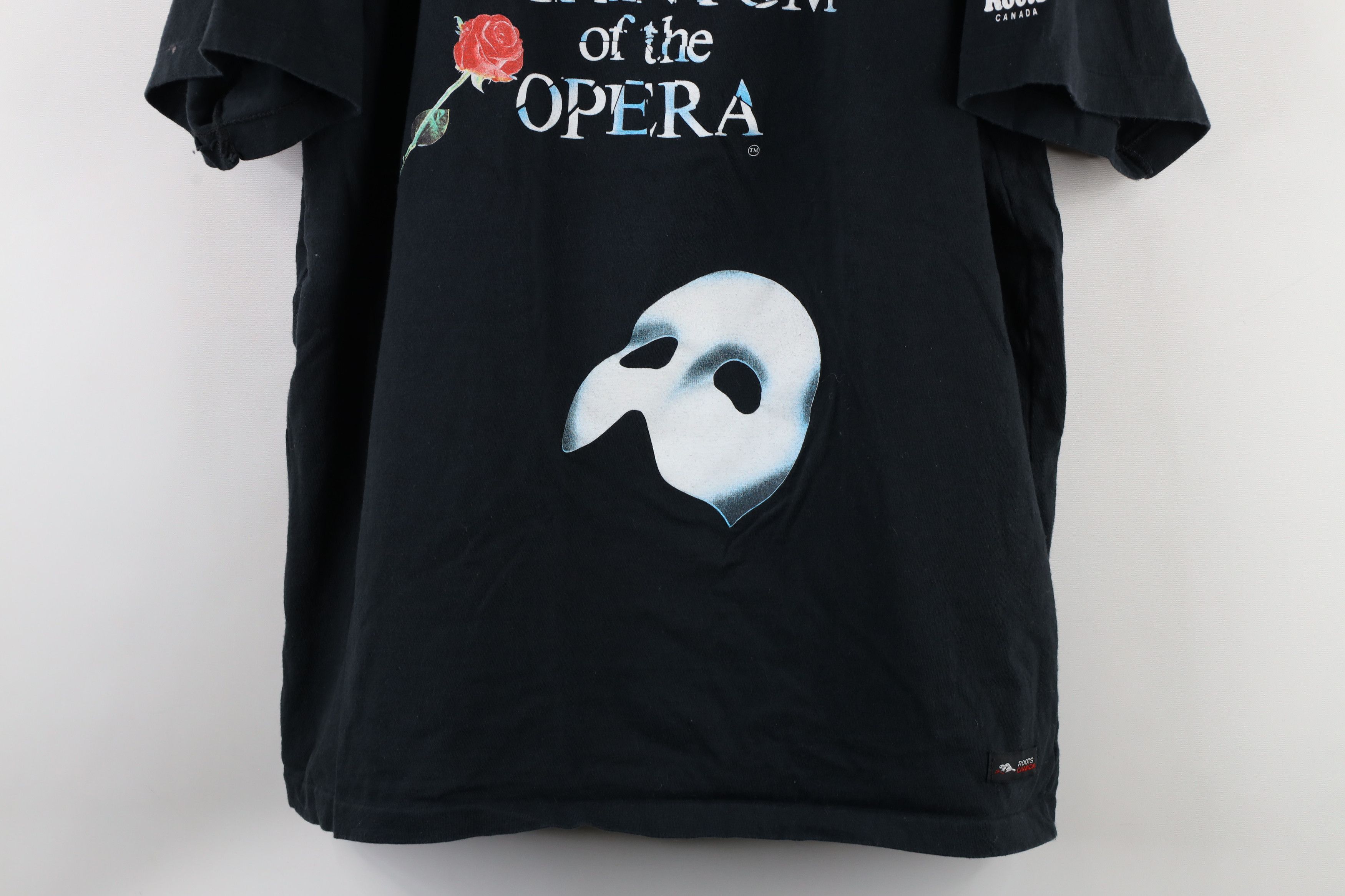 Vintage Vintage 80s Roots Canada Phantom of the Opera T-Shirt Black Size US XL / EU 56 / 4 - 3 Thumbnail