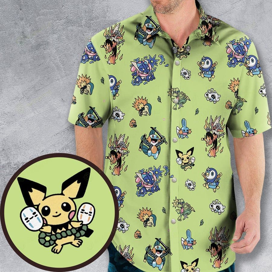 Other Trainer Ninja Pokemon Naruto Mashup Hawaiian Shirt Size US L / EU 52-54 / 3 - 1 Thumbnail