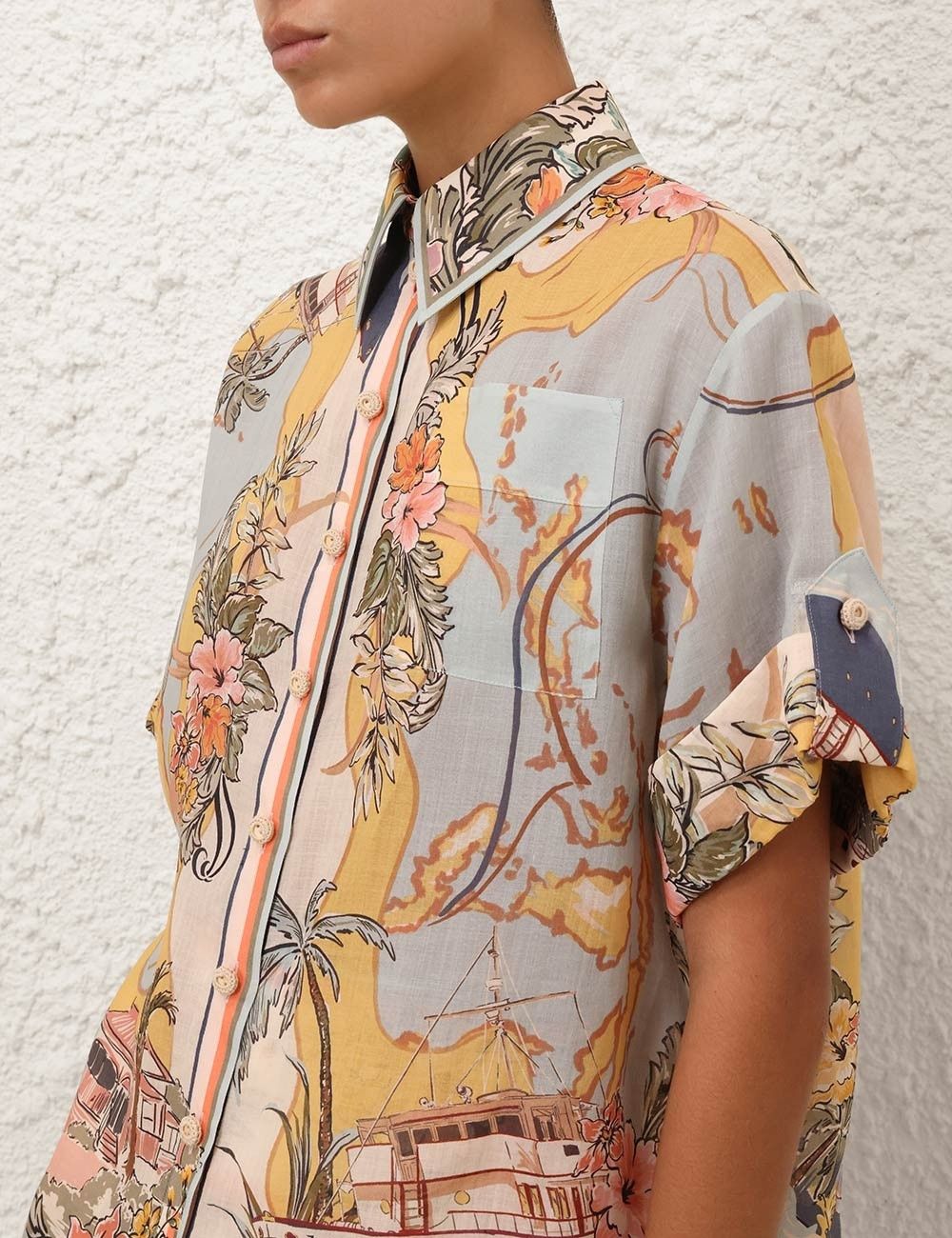 Zimmermann oc11z0226 Tallow Relaxed Shirt In Multicolor Size M / US 6-8 / IT 42-44 - 5 Thumbnail