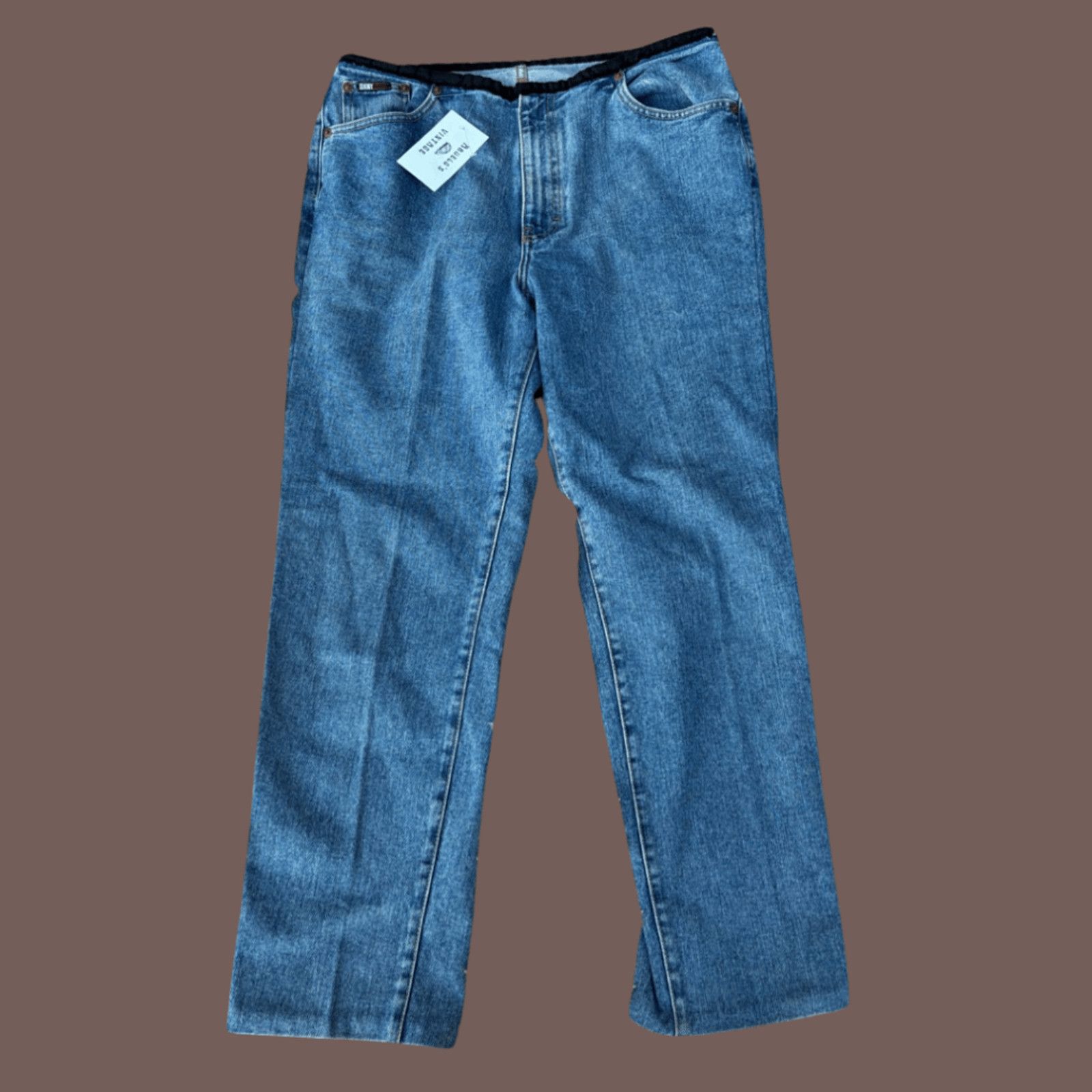 DKNY VTG Straight Jeans | DKNY Raw Waistband | Y2K Denim Size 33" - 3 Thumbnail