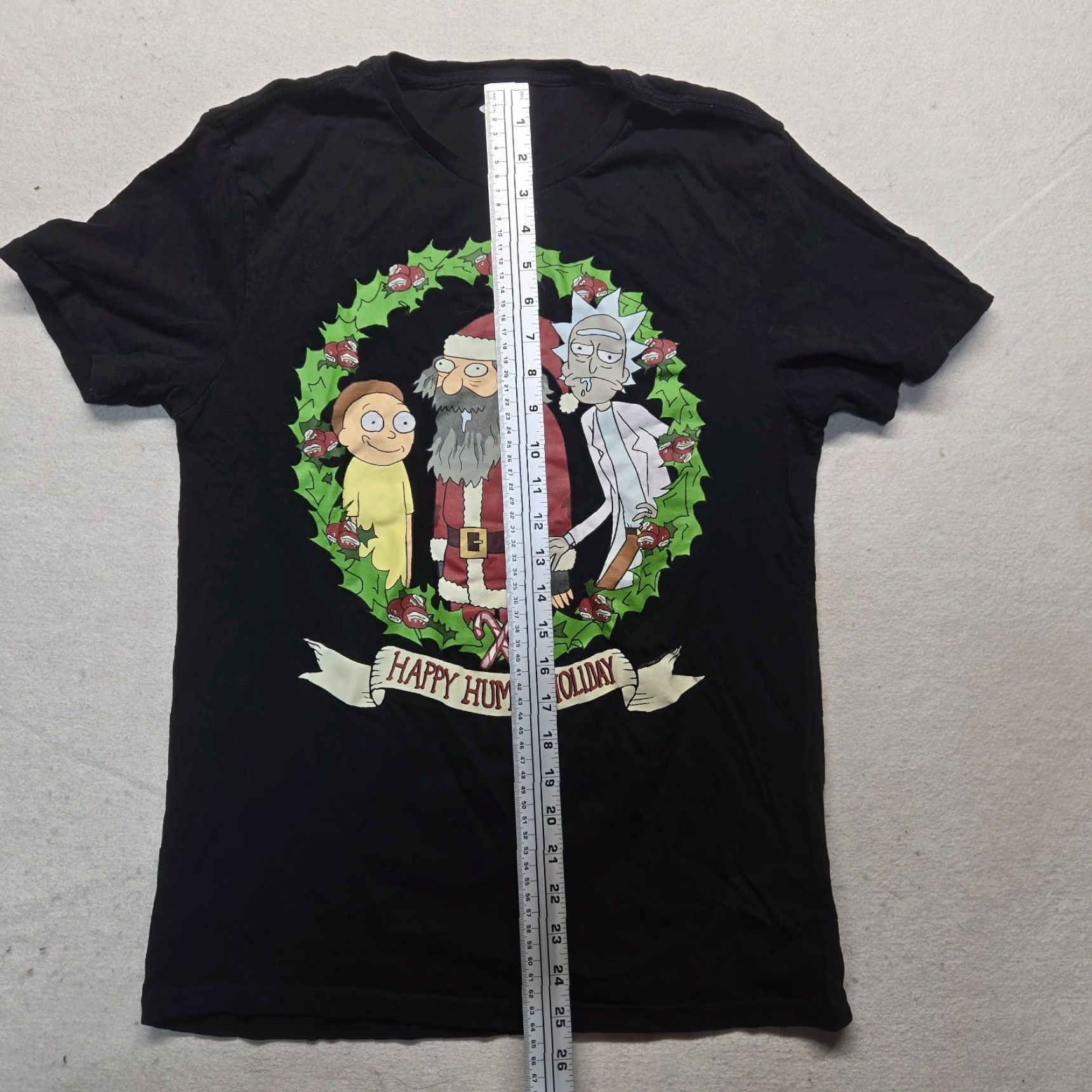 Delta Rick & Morty Happy Human Holiday Graphic Black T-Shirt Christmas Men's S Small Shirt Mens Christmas Holiday Graphic Print Cotton Delta | 90s? Size US S / EU 44-46 / 1 - 5 Thumbnail