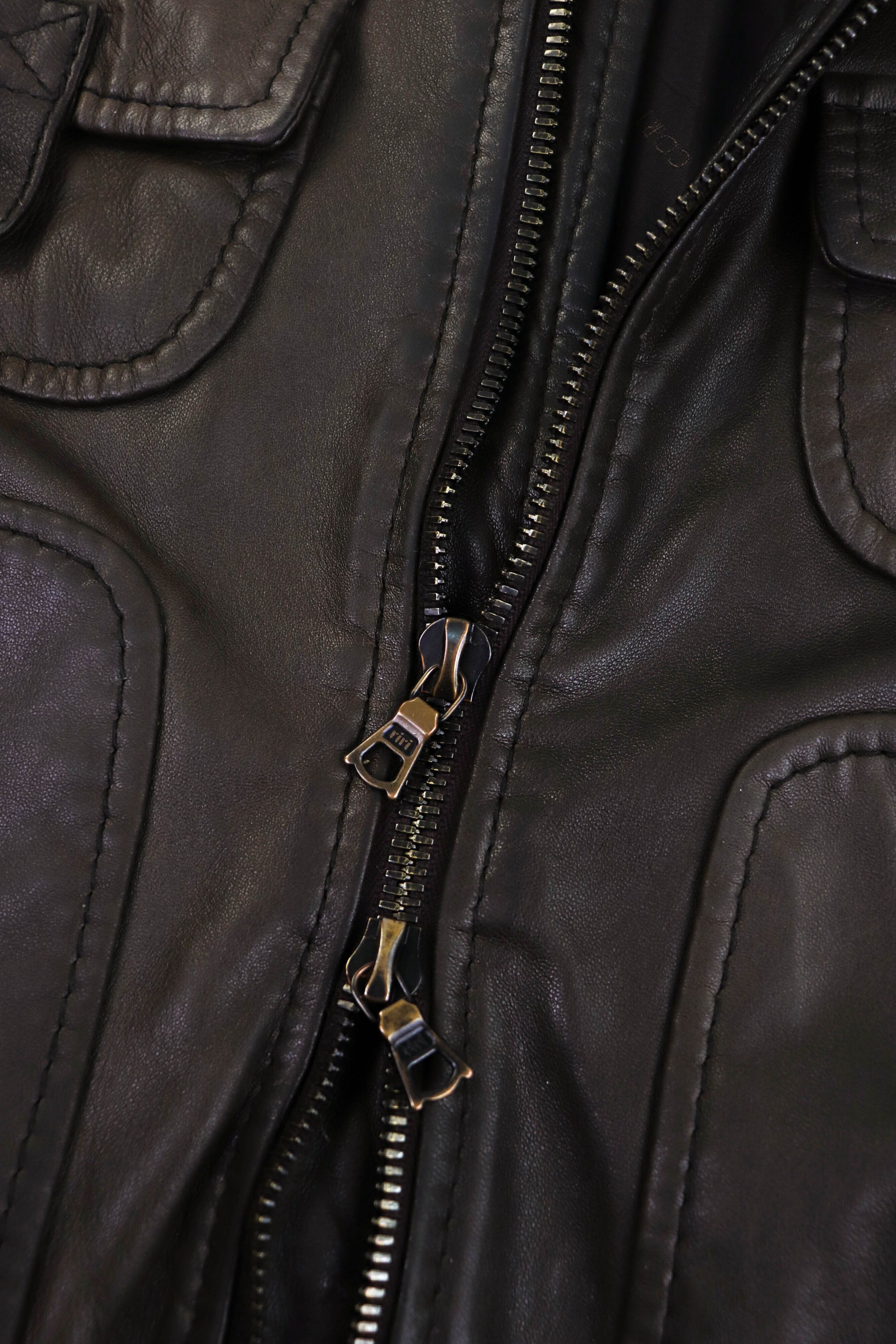 Cortigiani CORTIGIANI Faded Dark Brown RiRi Zippers Leather Jacket Size US M / EU 48-50 / 2 - 9 Thumbnail