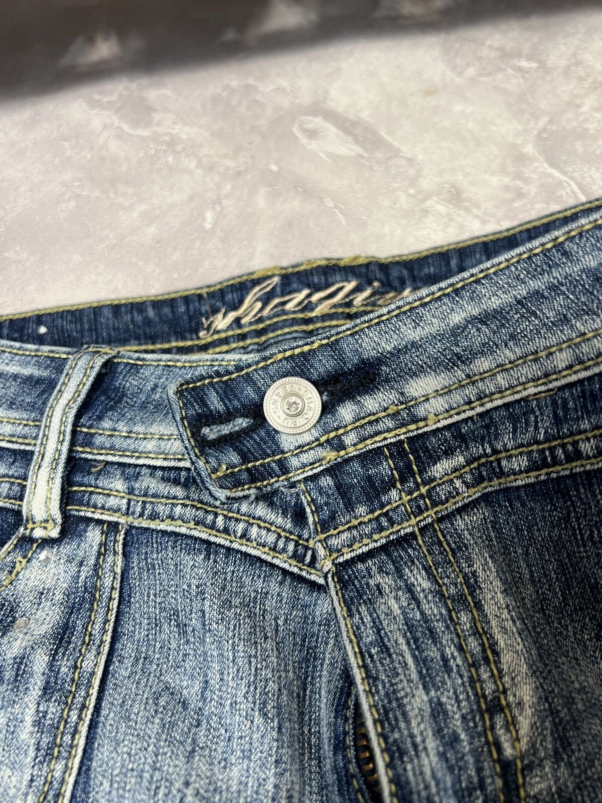 Japanese Brand Rheistones Flared IfSixWasNine Style Fade Distressed Pants Size 36" / US 14 / IT 50 - 7 Thumbnail