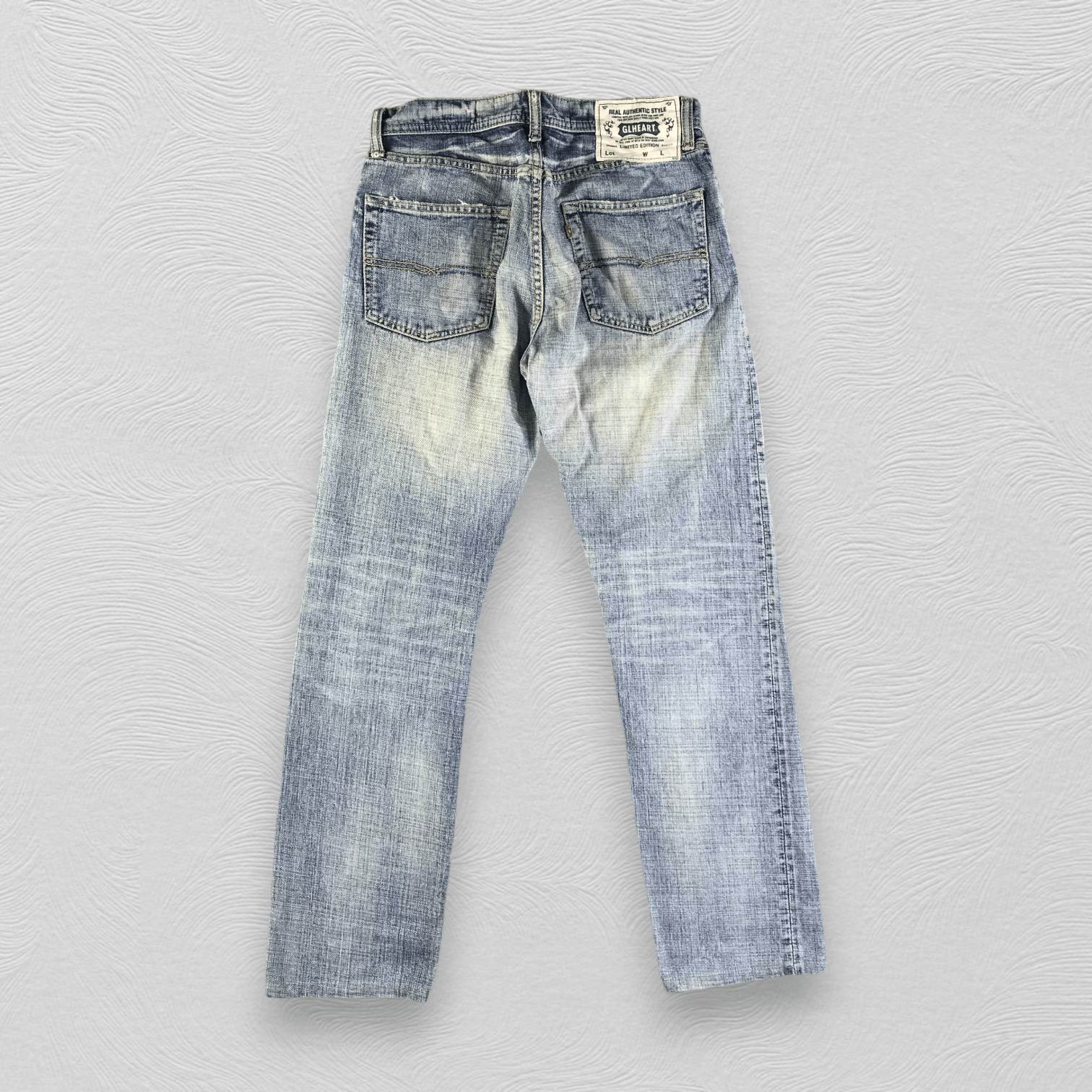 Japanese Brand GL Heart Jeans Faded Blue Denim KJ2270 Size US 29 - 2 Thumbnail