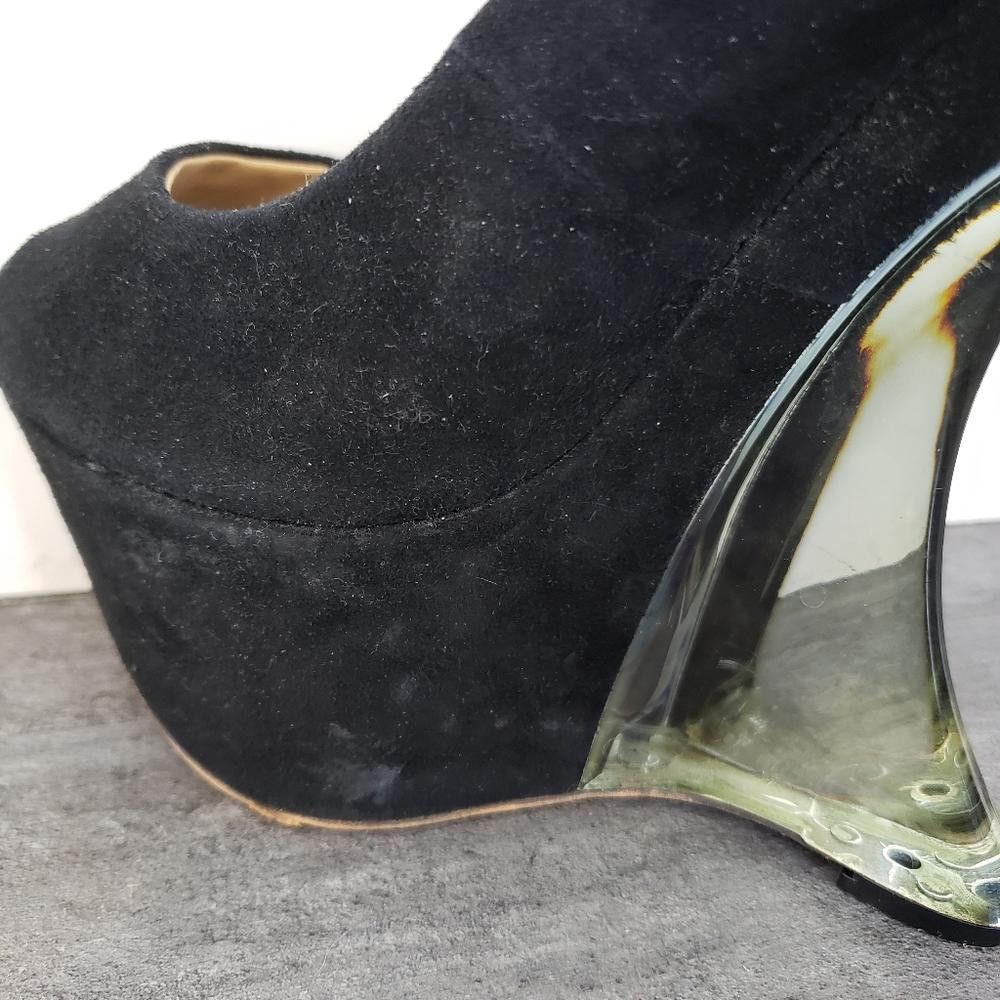 Bebe Black Sky High Acrylic Bebe Platform Wedge Bootie Size US 7 / IT 37 - 6 Thumbnail