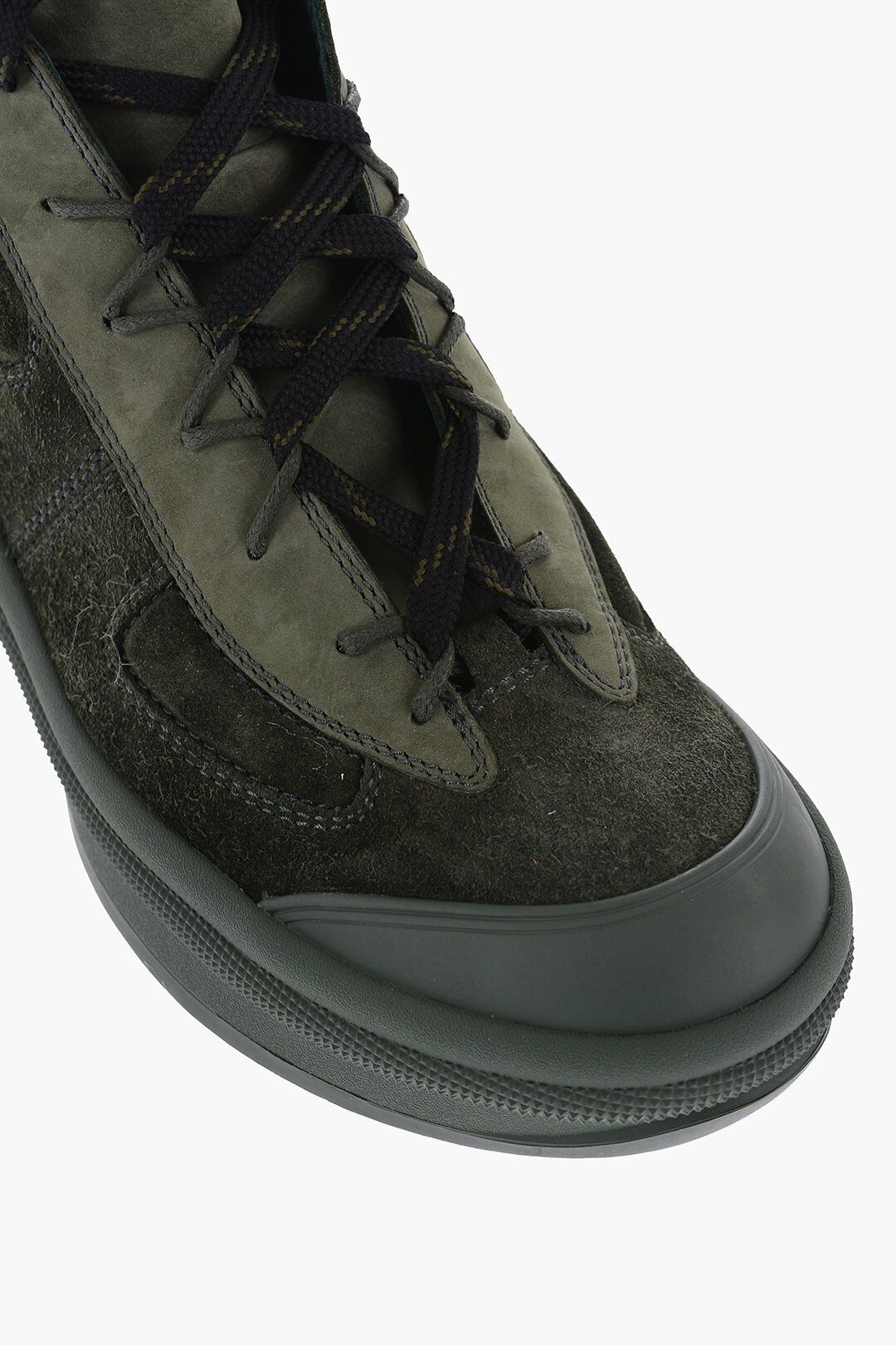 Jil Sander og1mm0625 Suede Leather Hi-Top Sneakers in Green Size US 8 / EU 41 - 4 Thumbnail